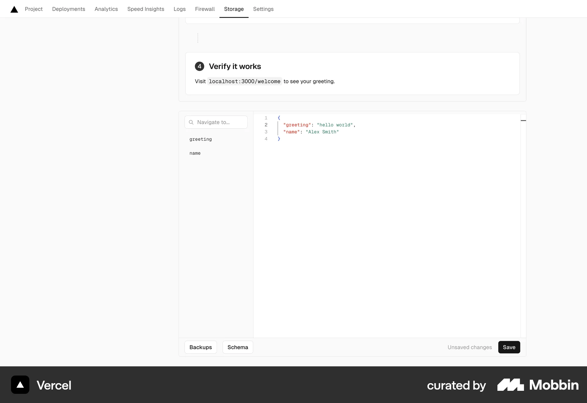 Vercel Web Code Editor screen