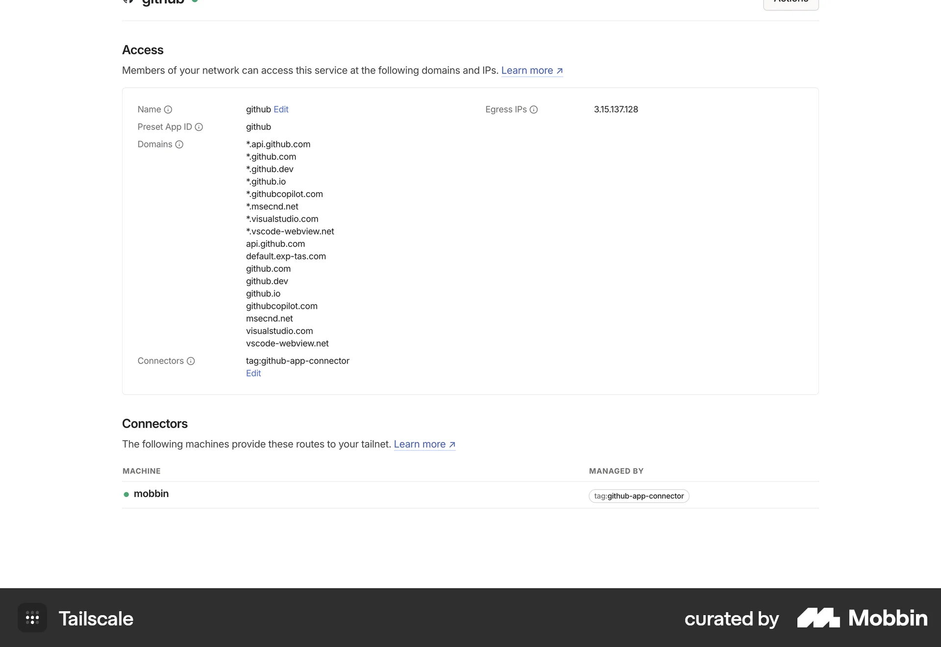 Tailscale Web Utilities App screen