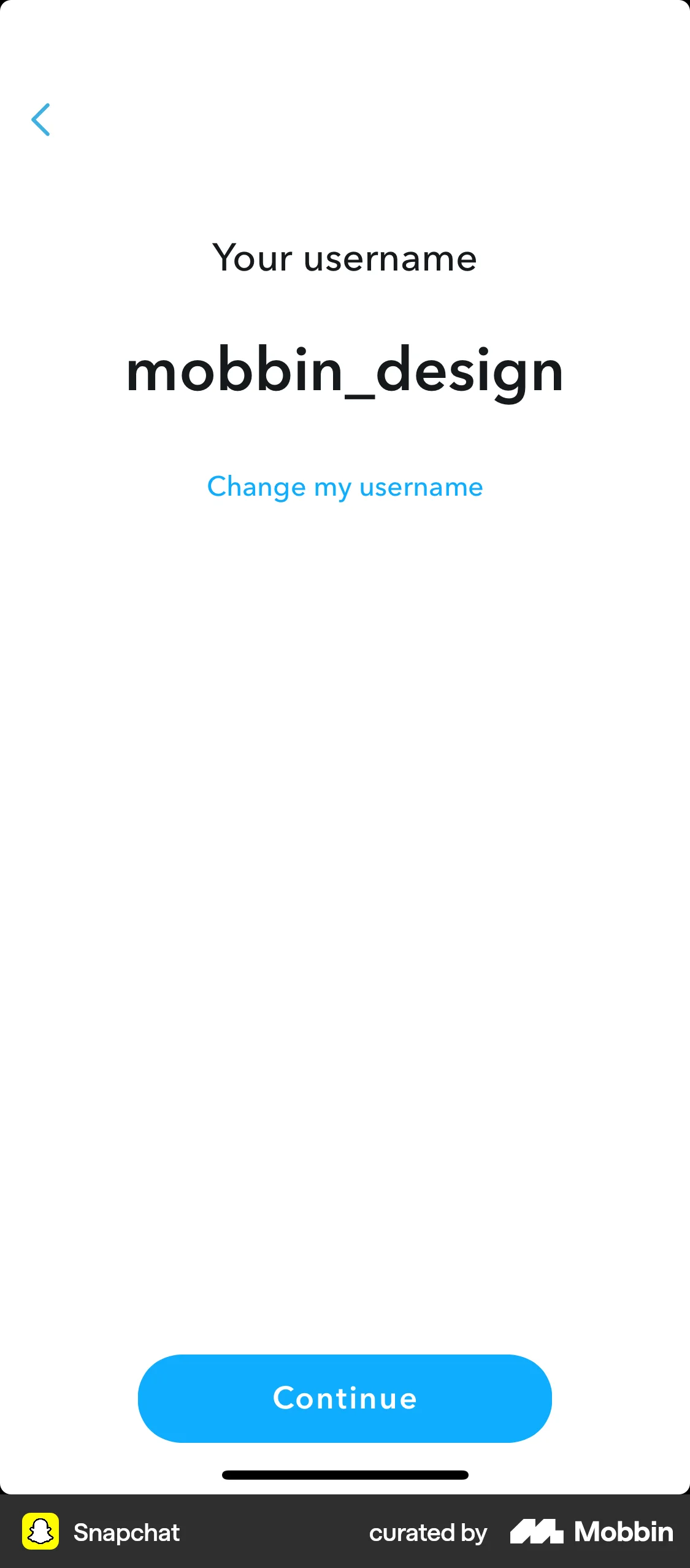Snapchat iOS Account Setup screen