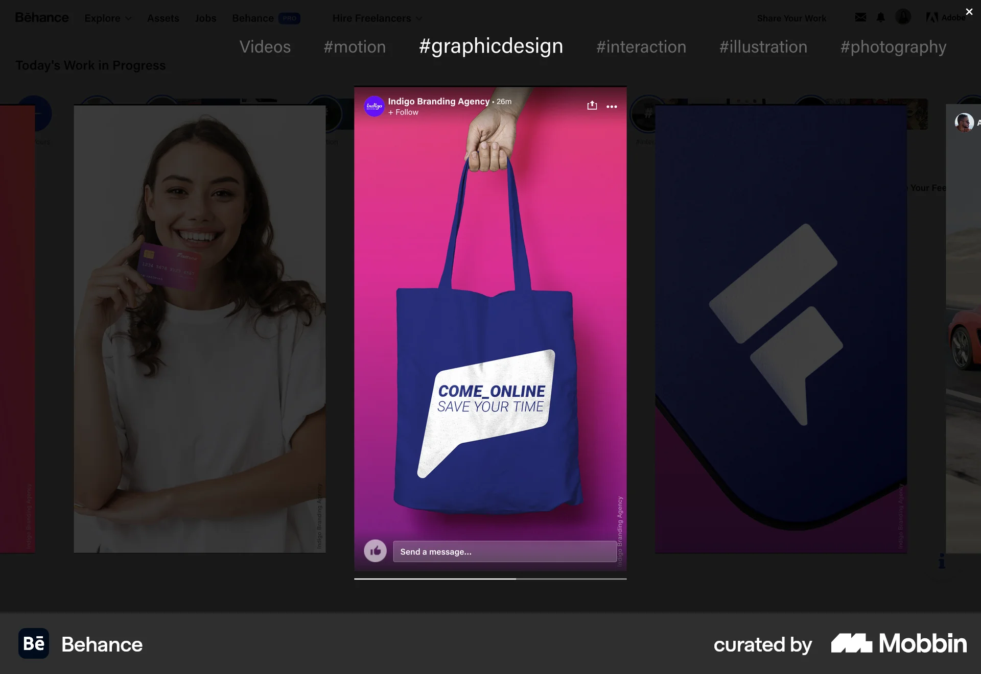 Behance Web Stories screen