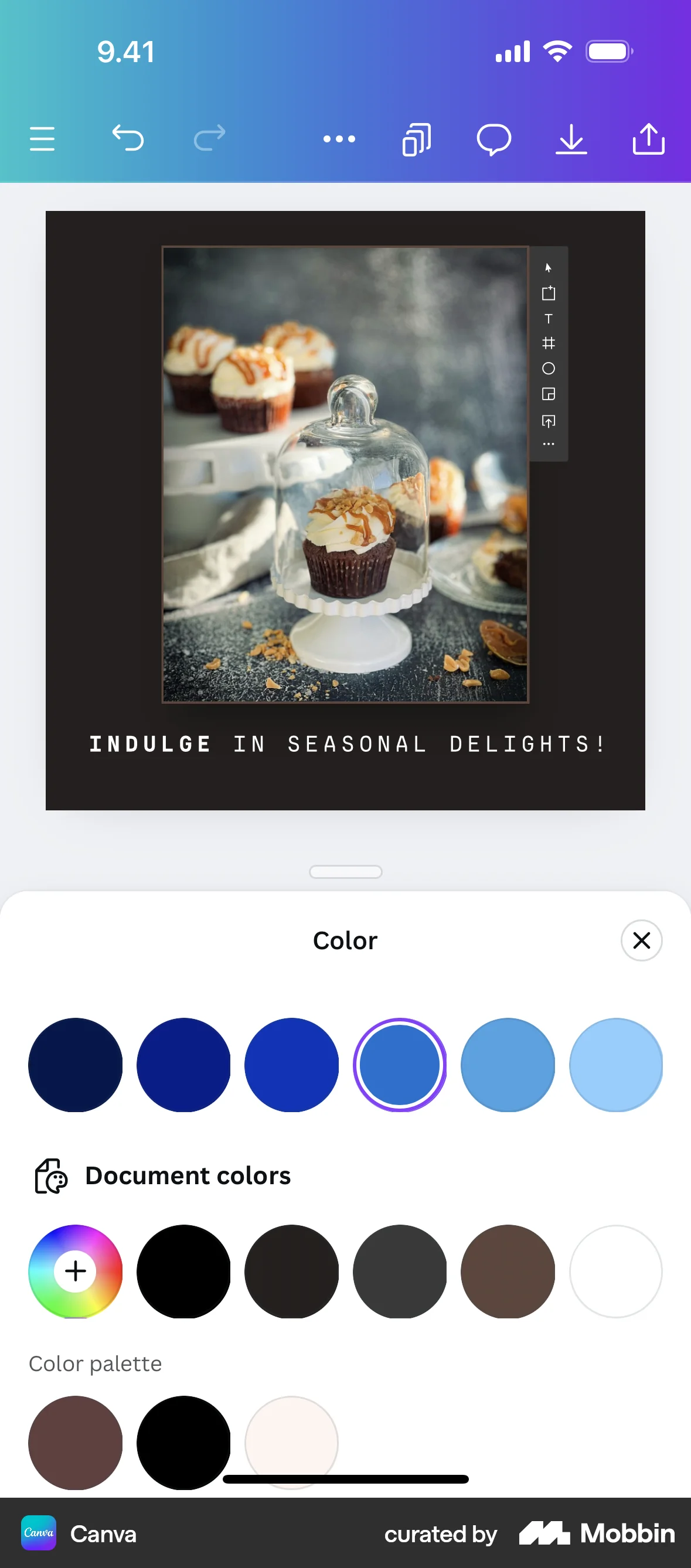 Canva iOS screen containing Color Picker UI element