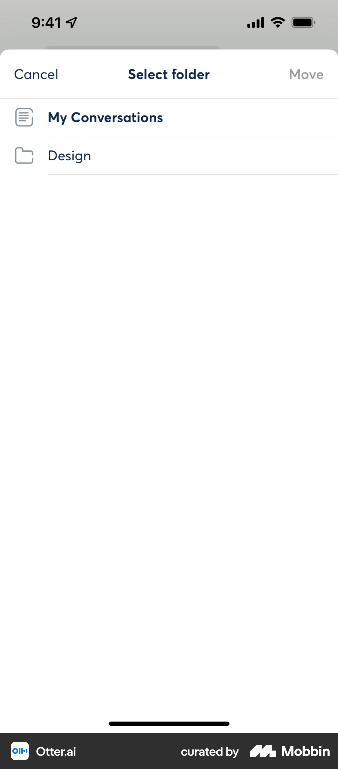 Otter.ai iOS Move screen