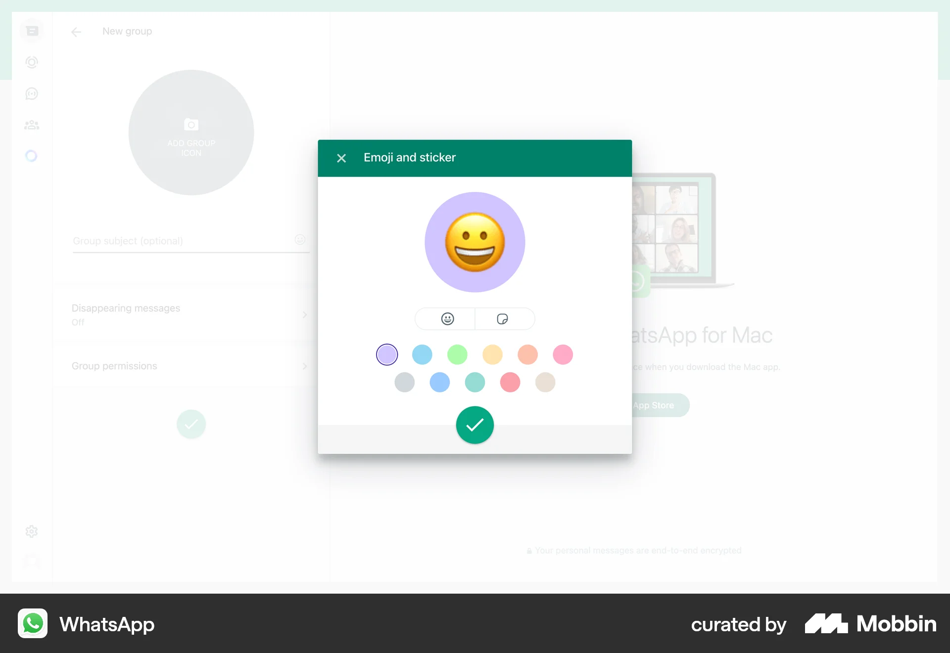 WhatsApp Web screen containing Tile UI element