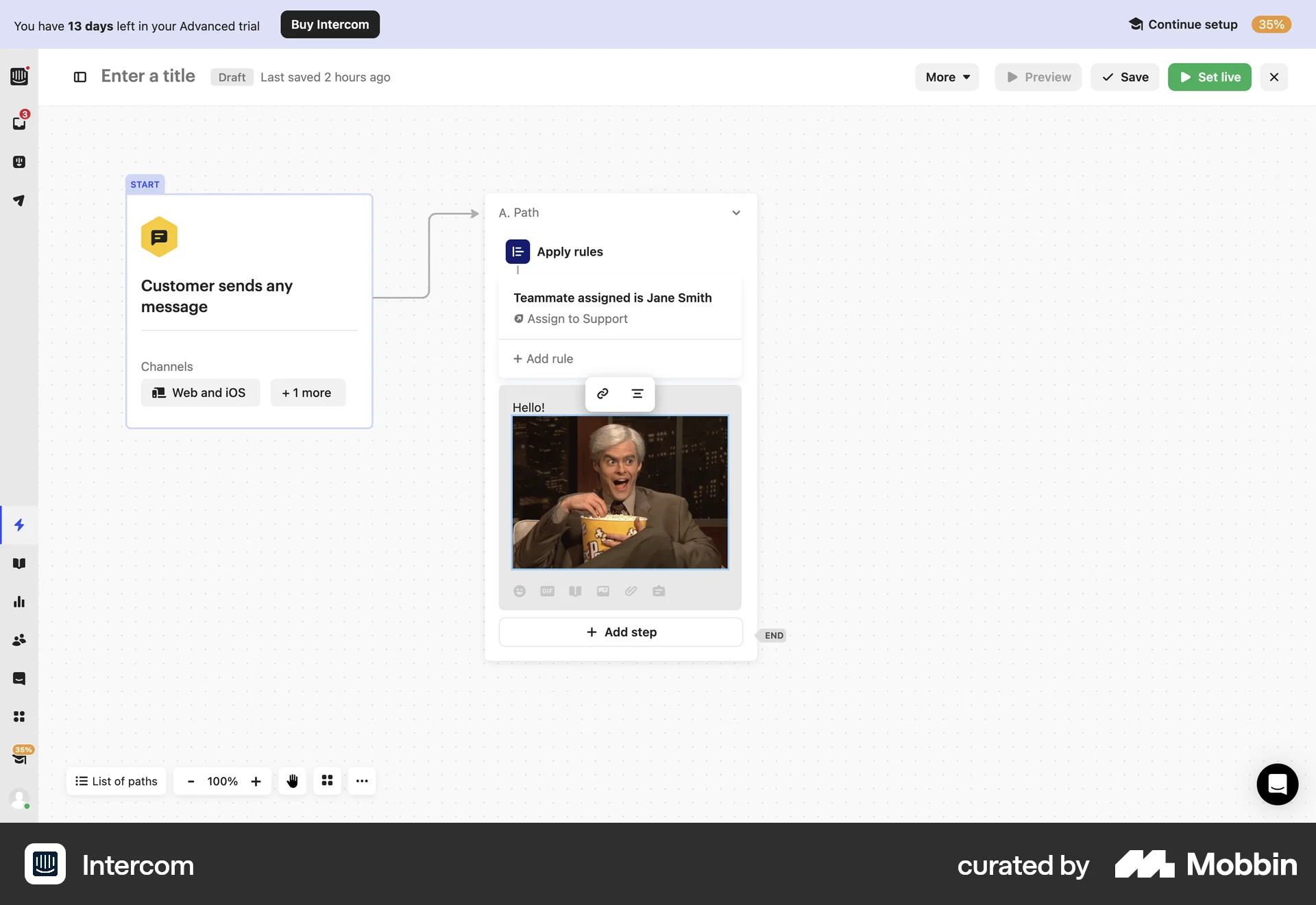 Intercom Web Canvas screen