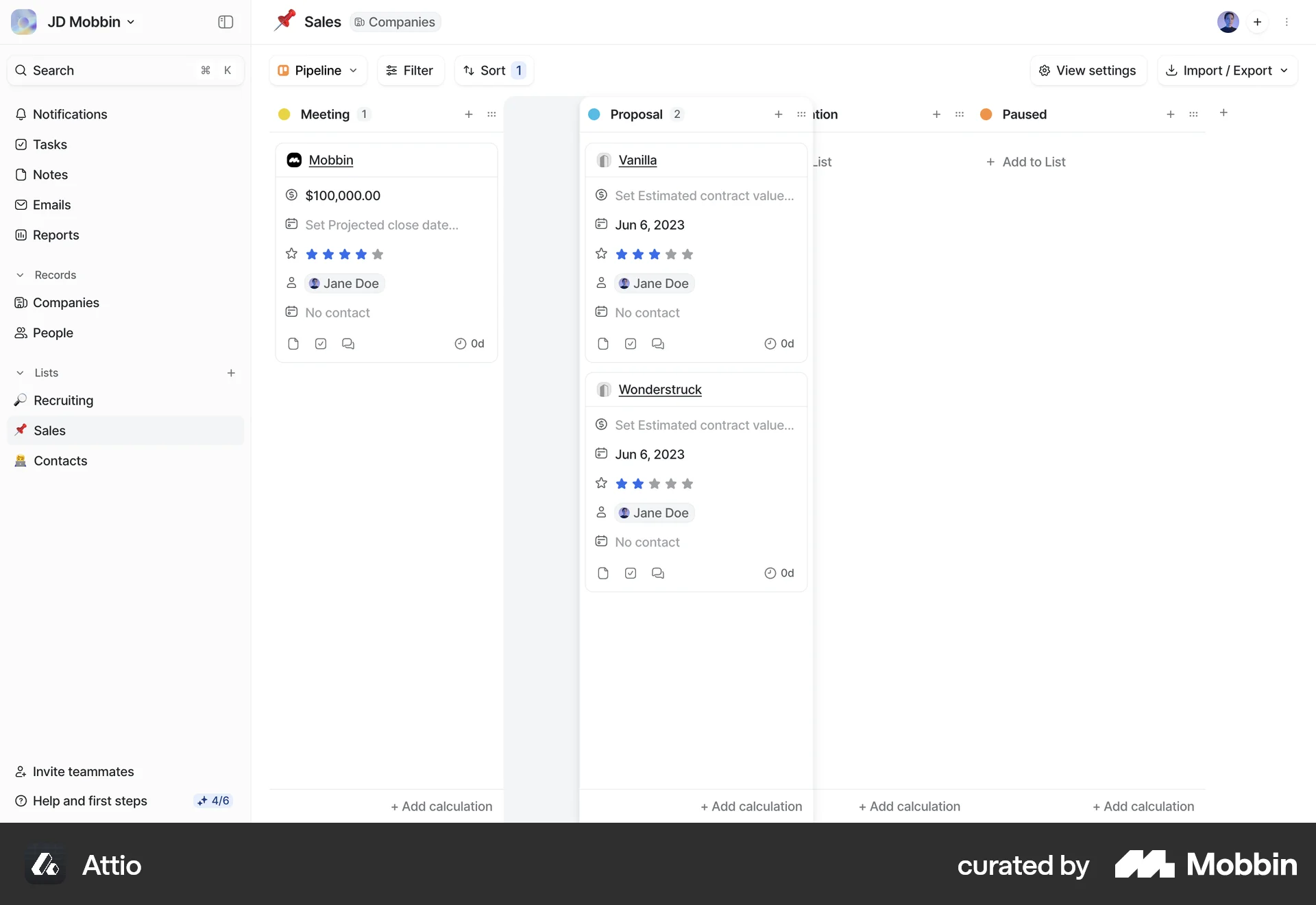 Attio Web Reorder screen