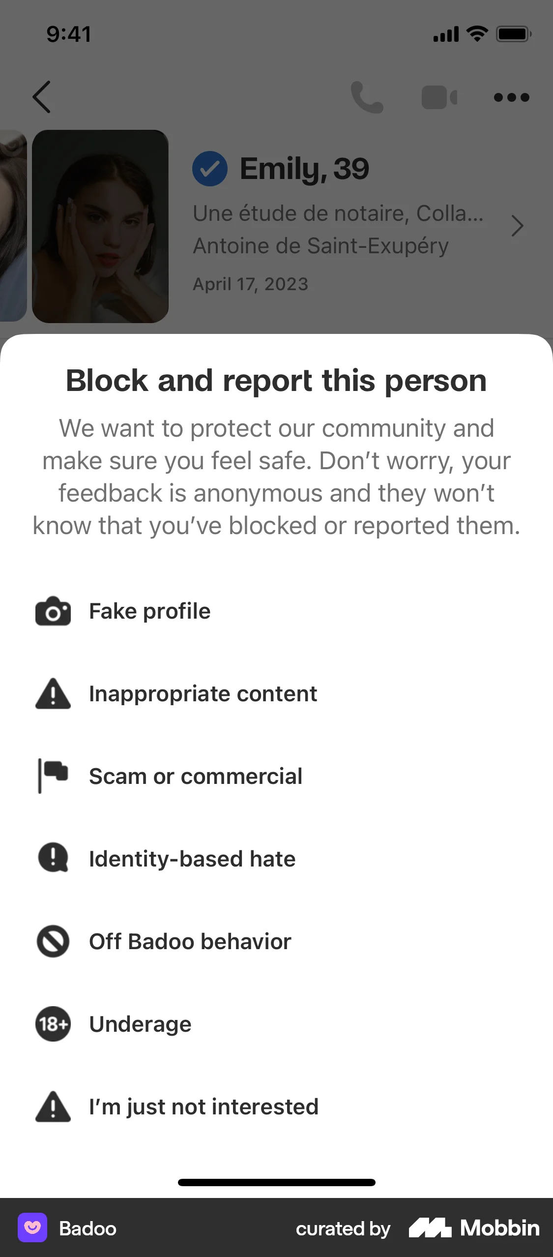 Badoo iOS Ban & Block screen