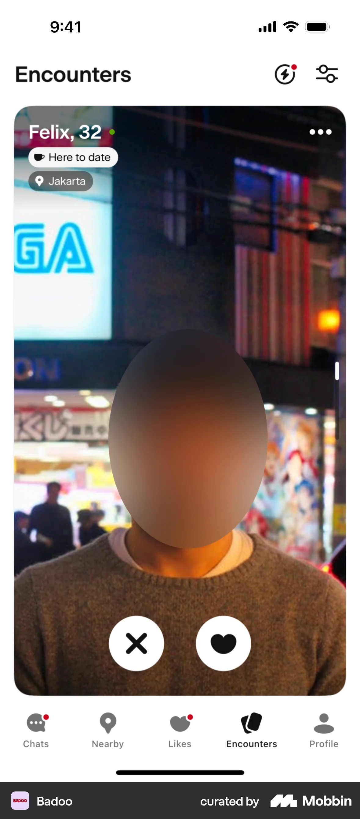 Badoo iOS User / Group Profile screen