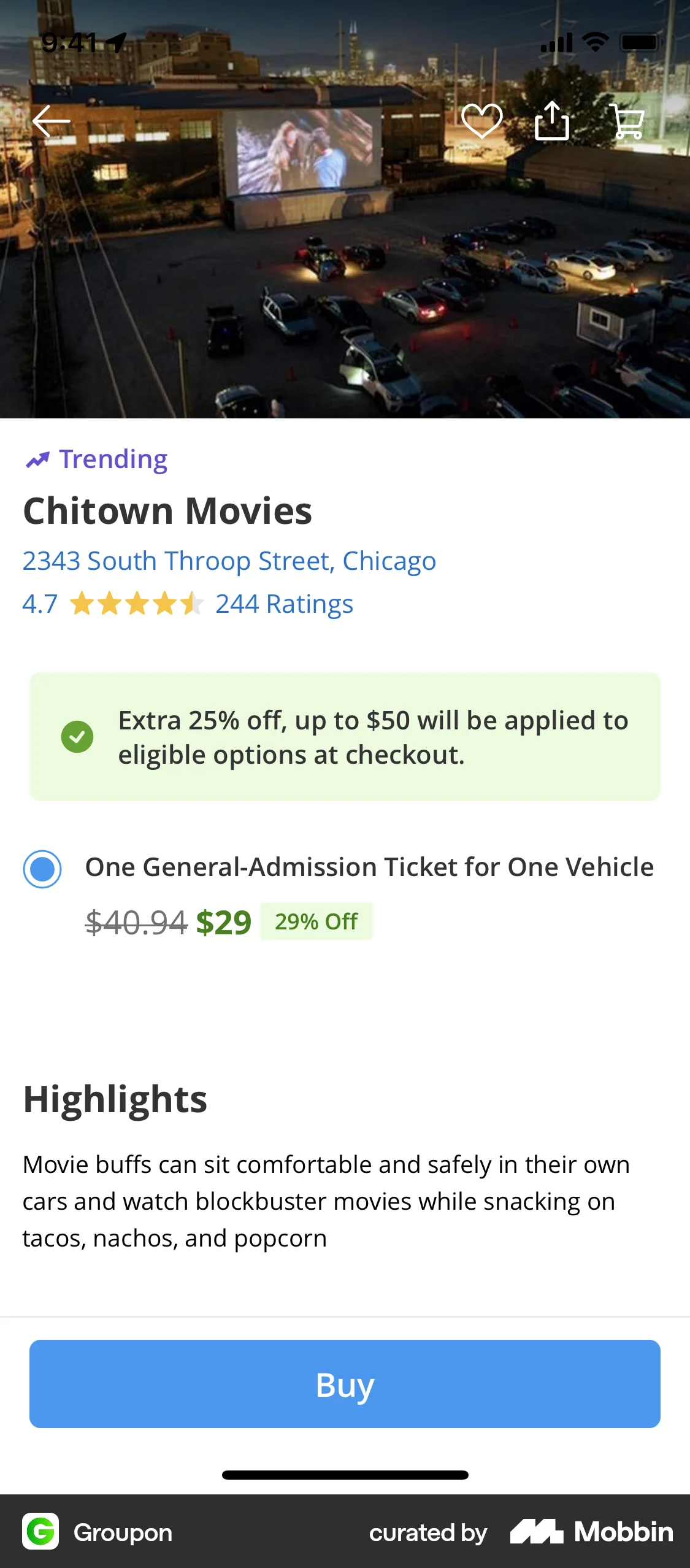 Groupon iOS Event Detail screen
