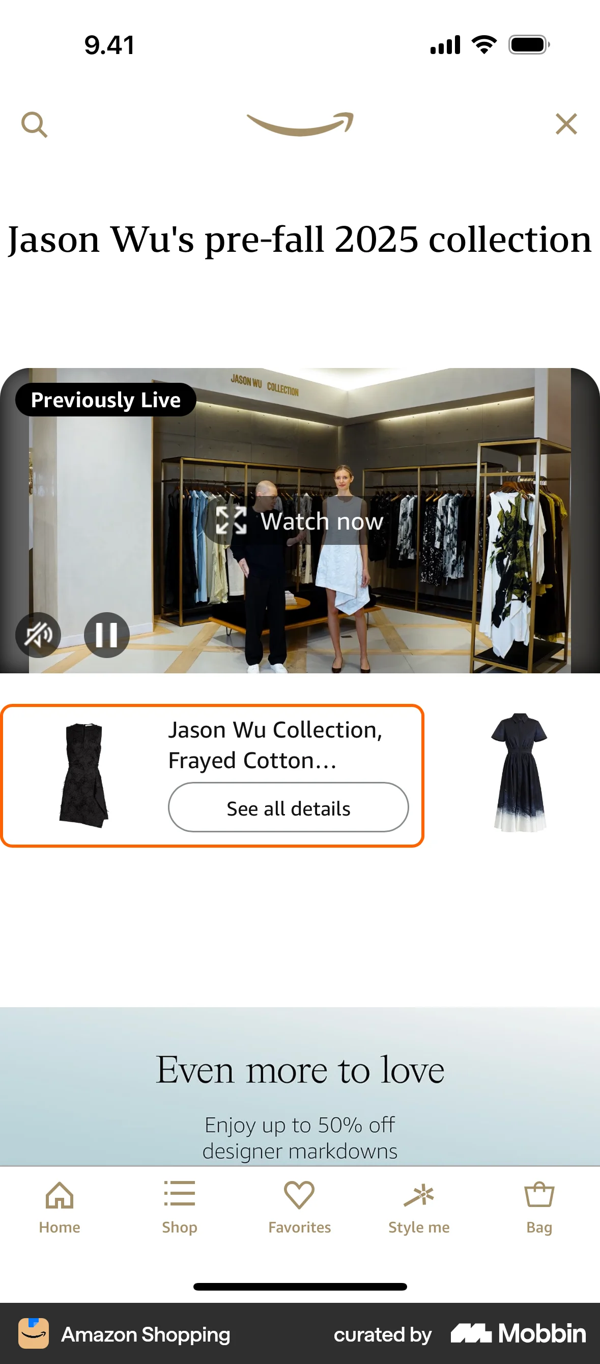 Amazon Shopping iOS Video Player screen