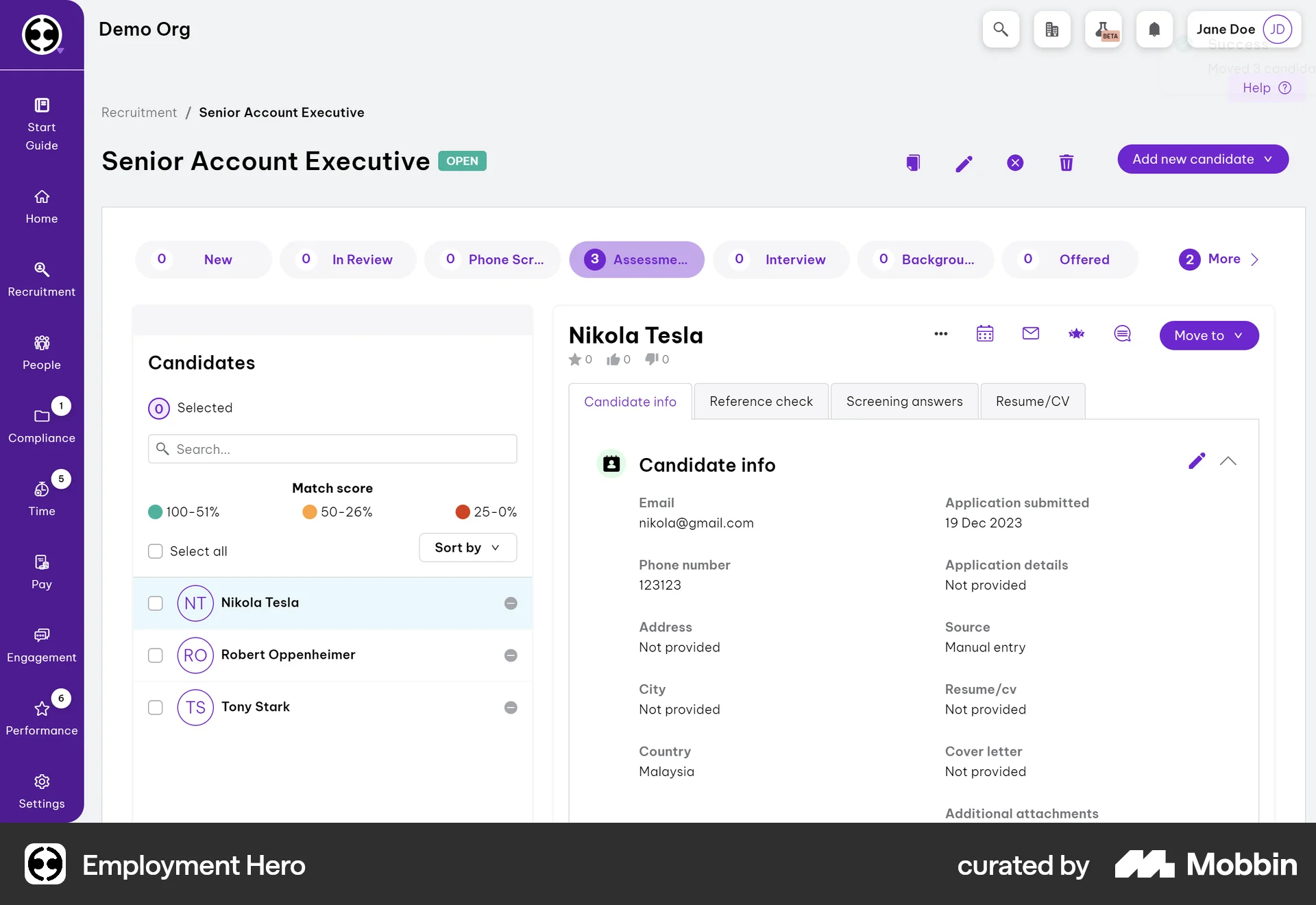 Employment Hero screen