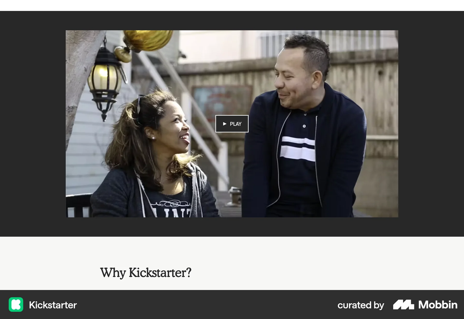 Kickstarter Web Video Player screen