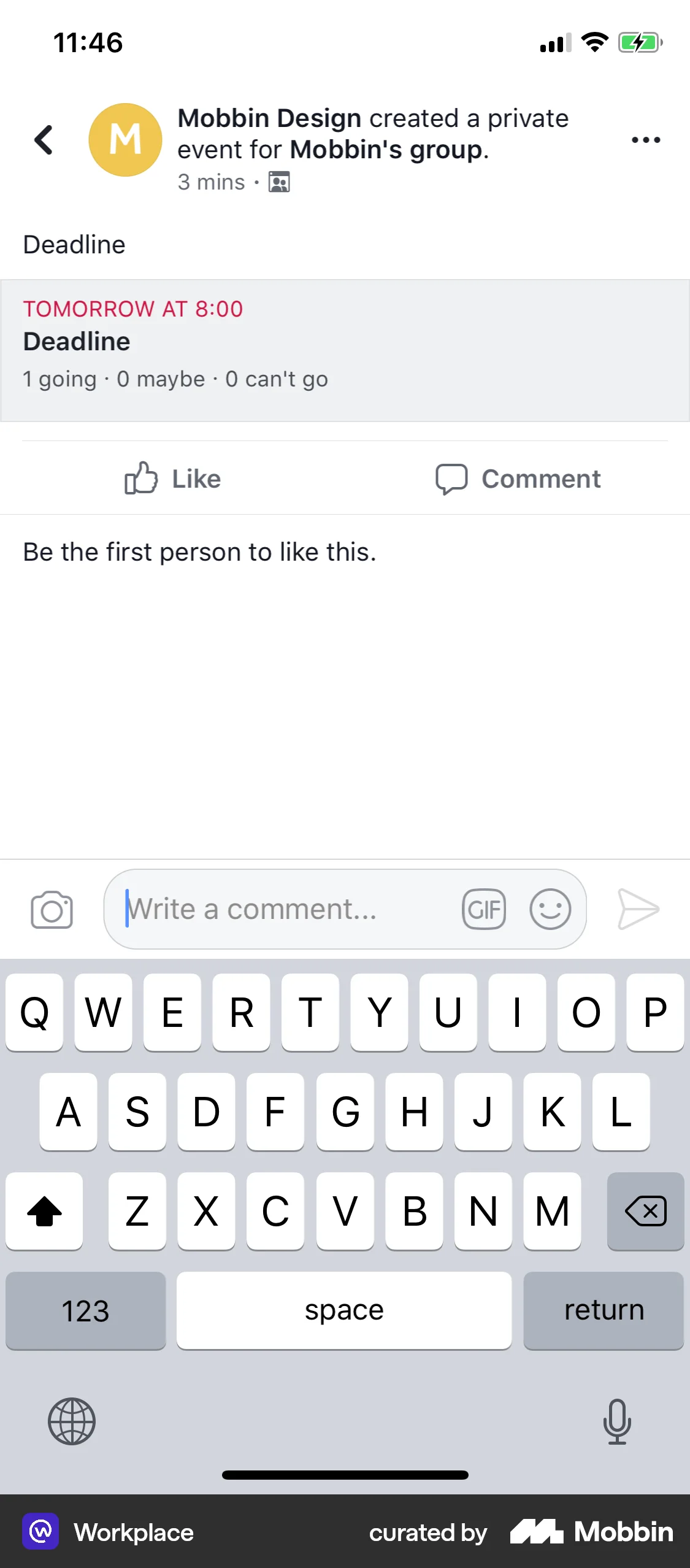 Workplace iOS Event Detail screen