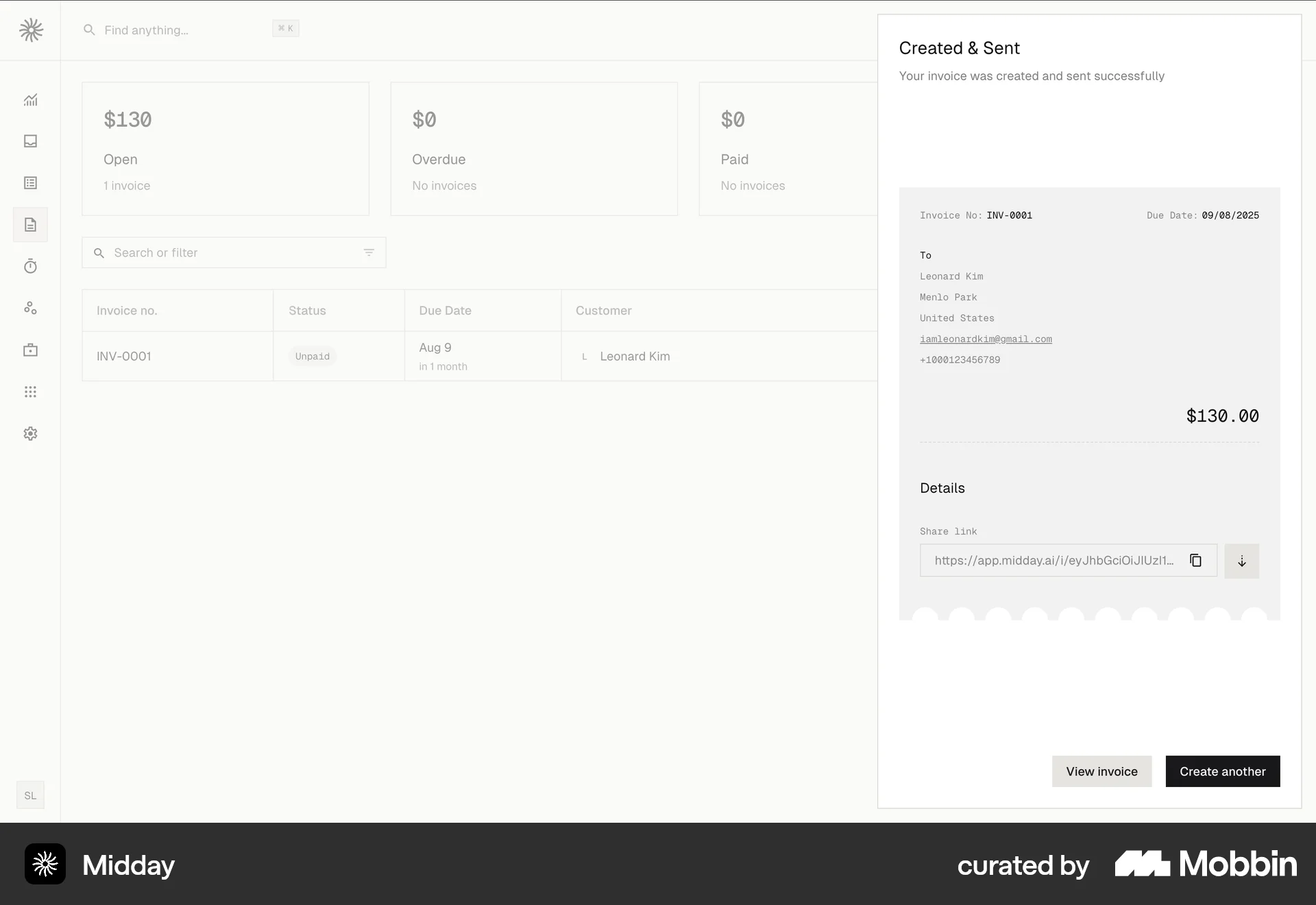 Midday Web Acknowledgement & Success screen