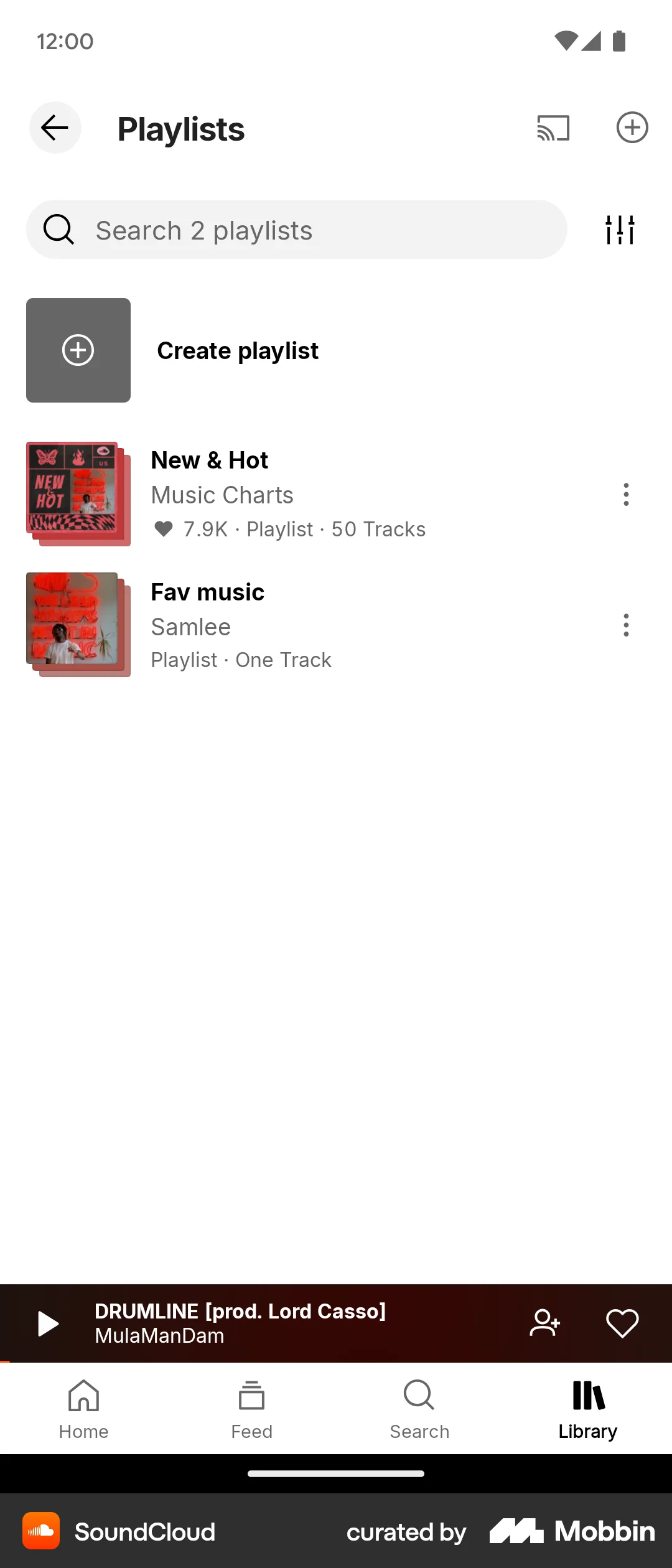 SoundCloud Android Playlists screen