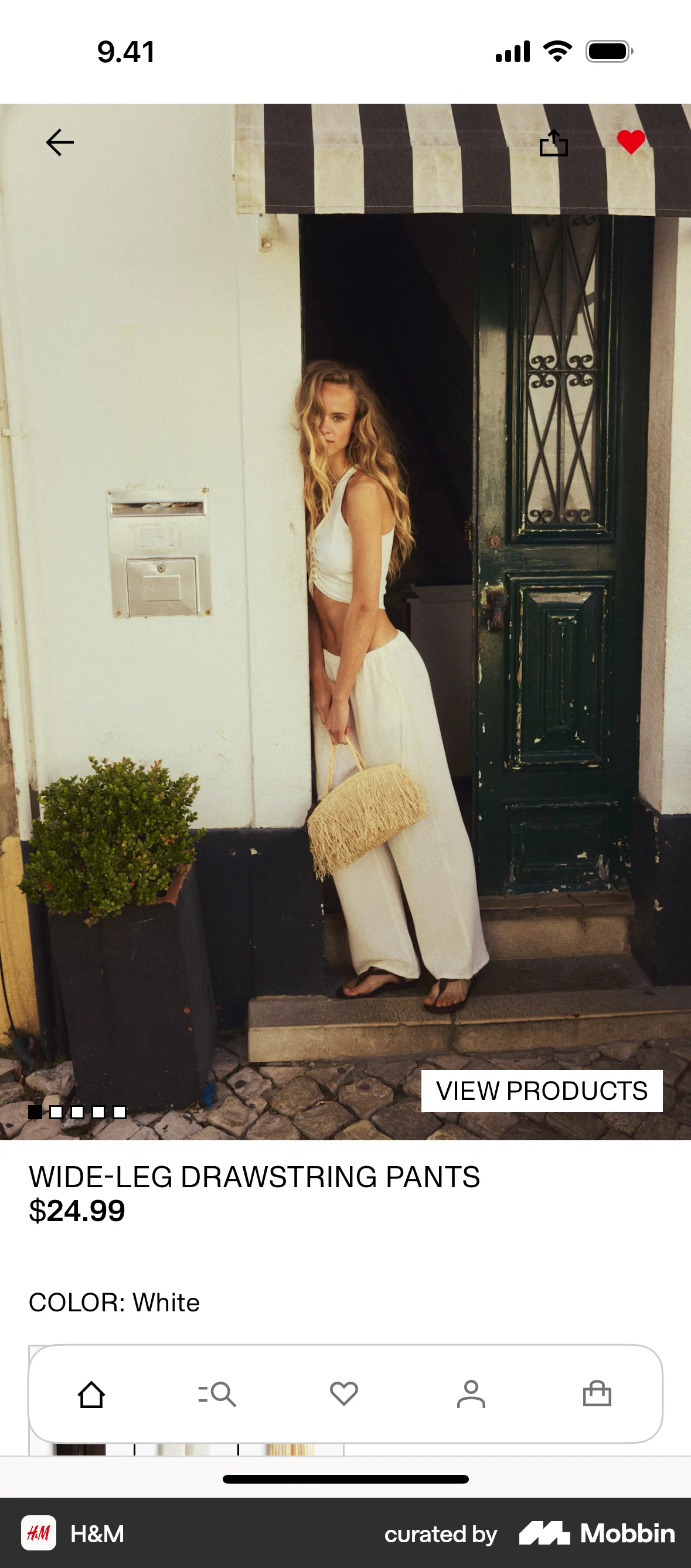 H&M iOS Favorite & Pin screen