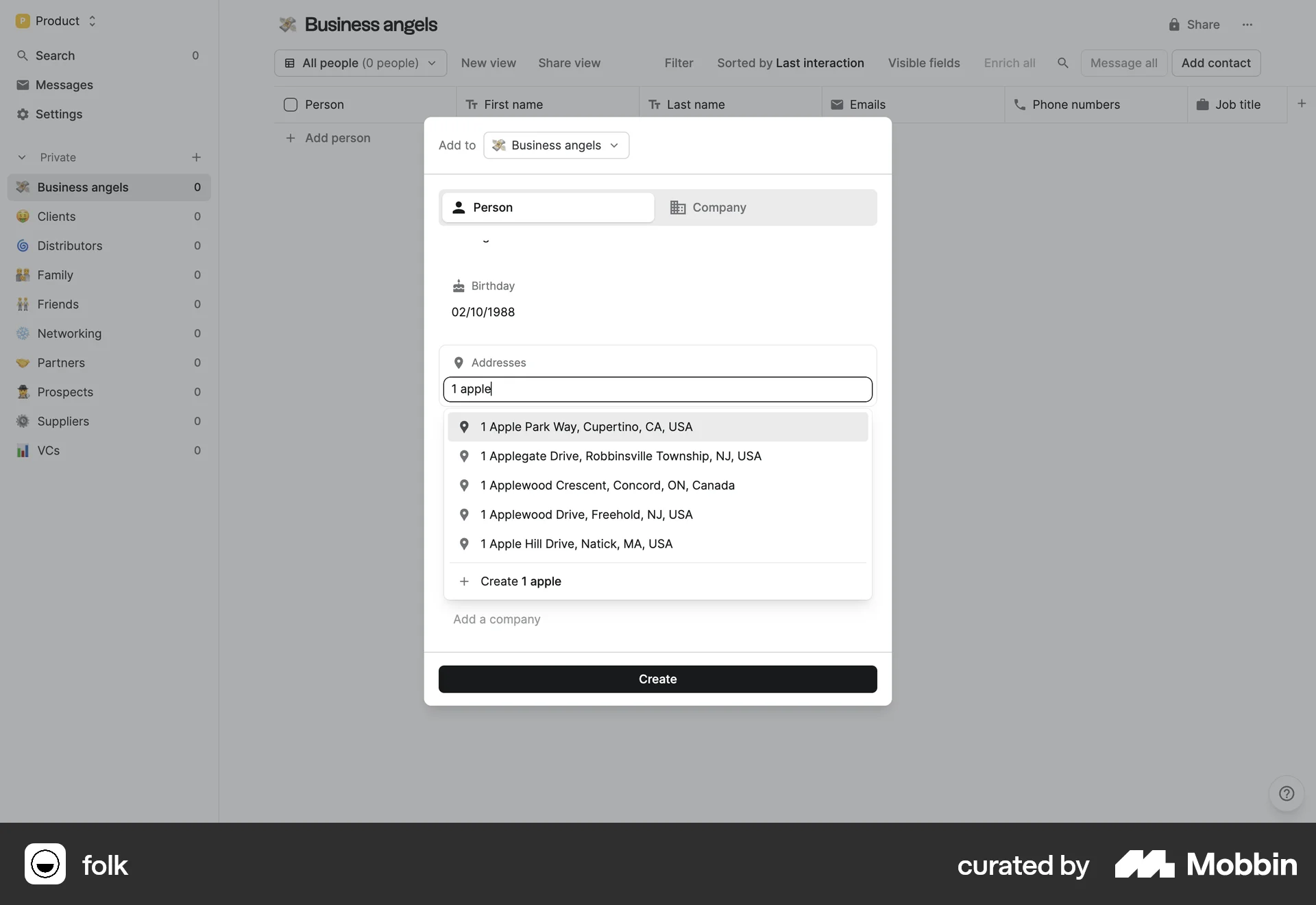 folk Web screen containing Combobox UI element