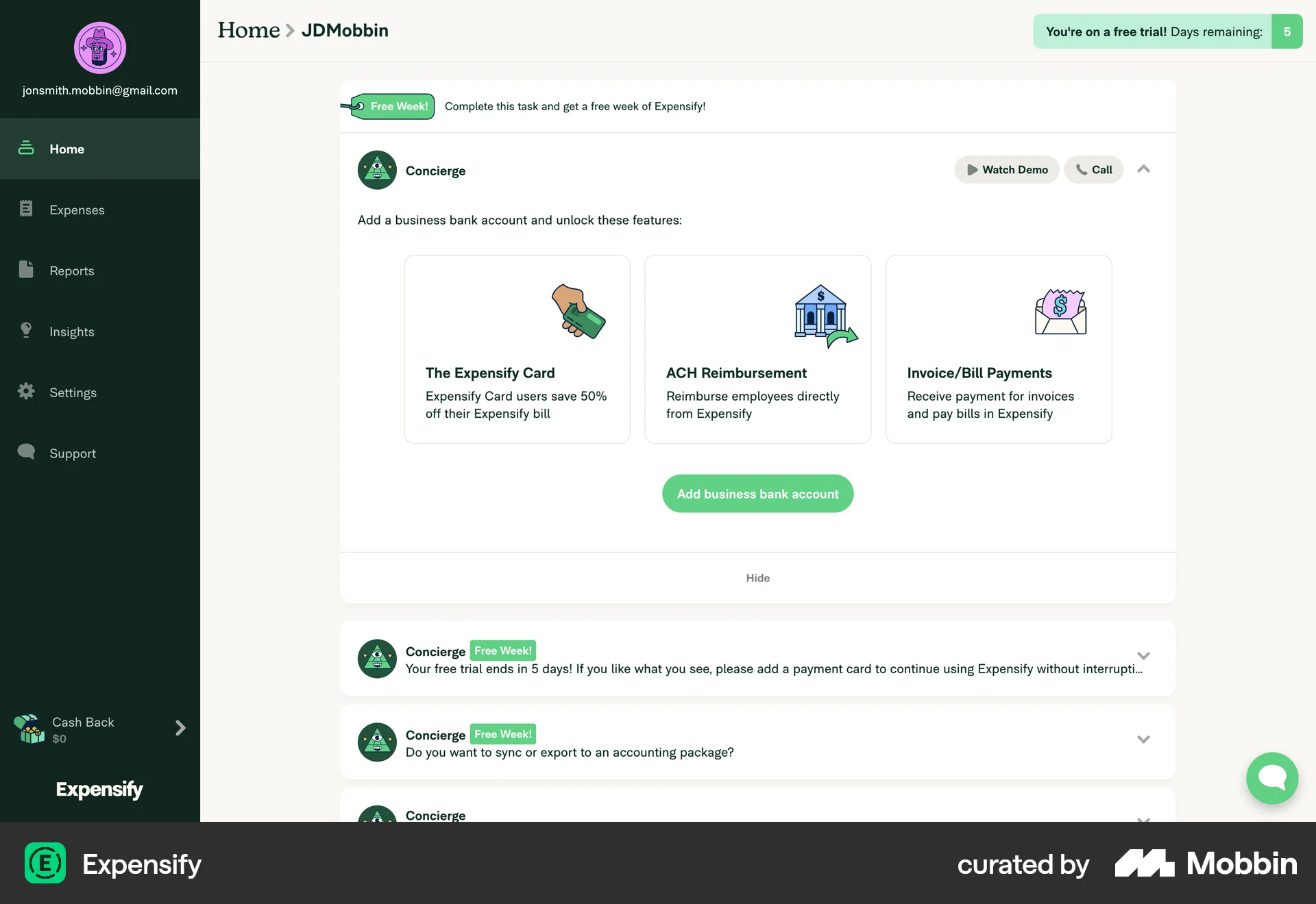 Expensify Web screen containing Breadcrumbs UI element