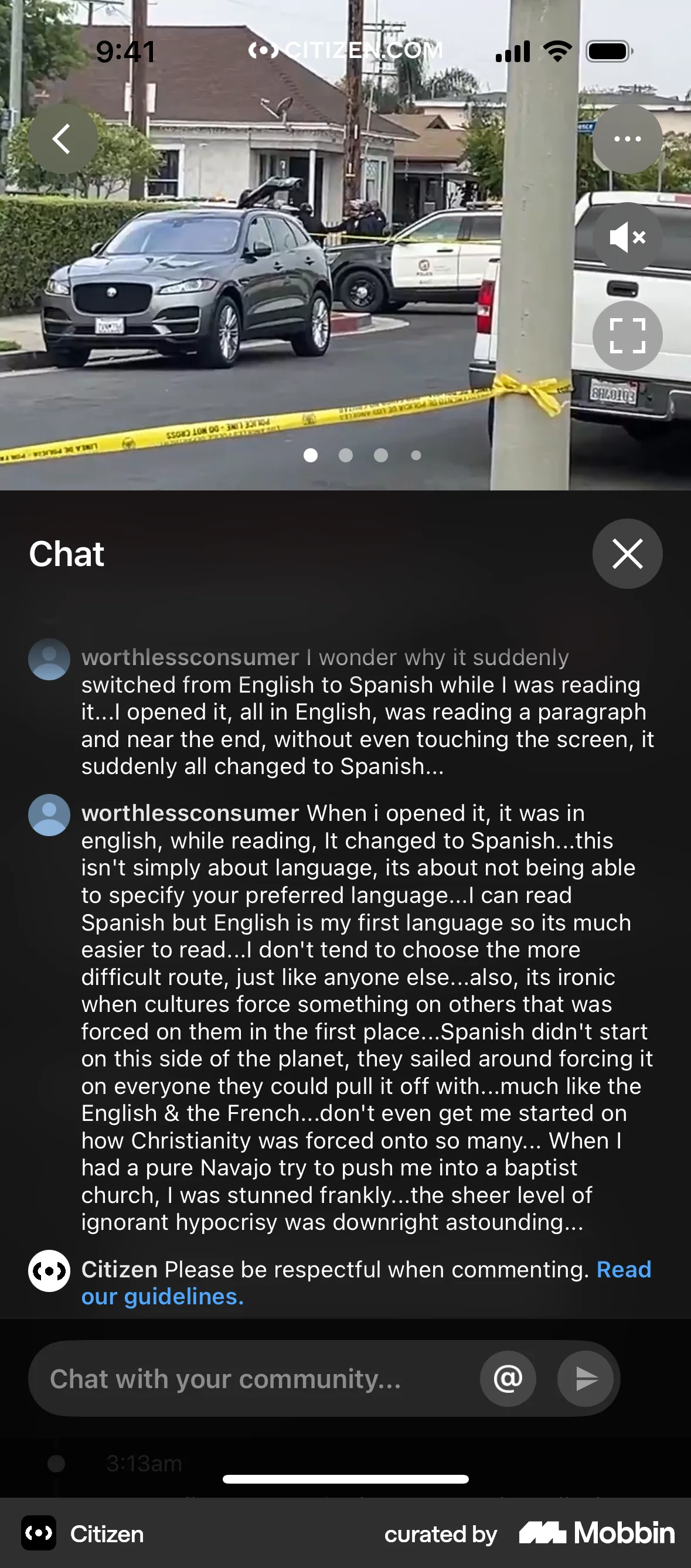 Citizen iOS Comments screen