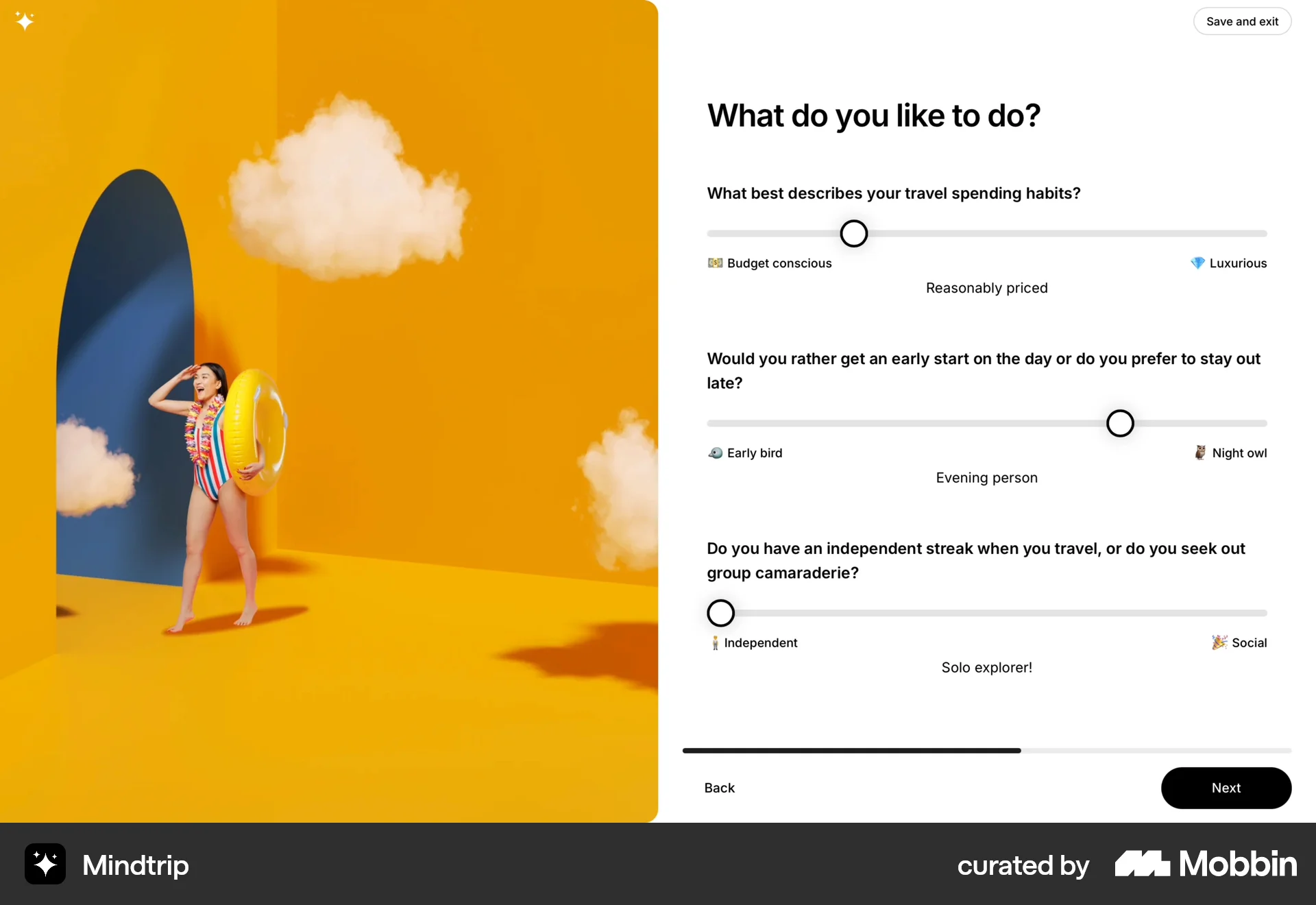 Mindtrip Web Progress screen