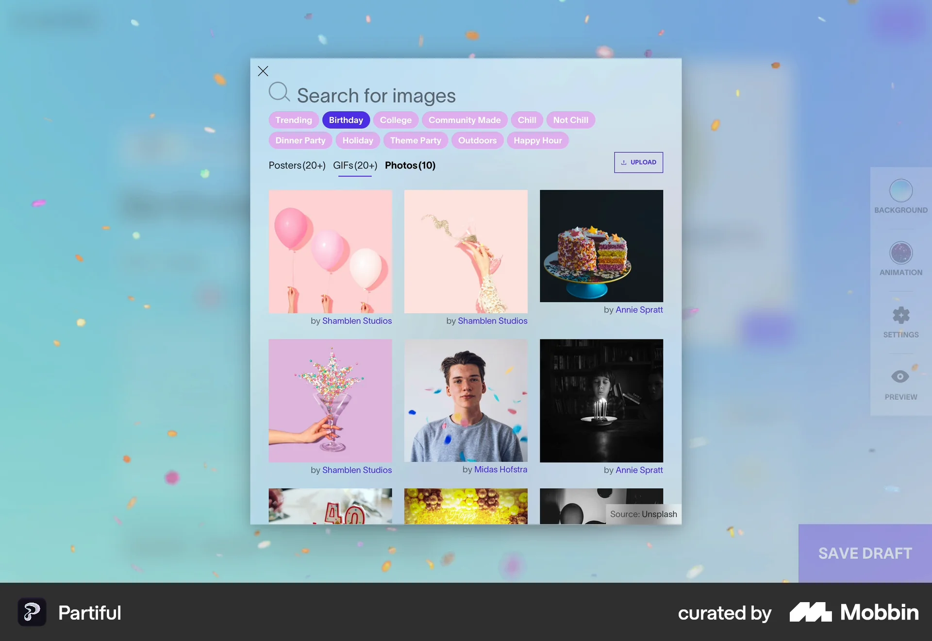 Partiful Web Lifestyle App screen
