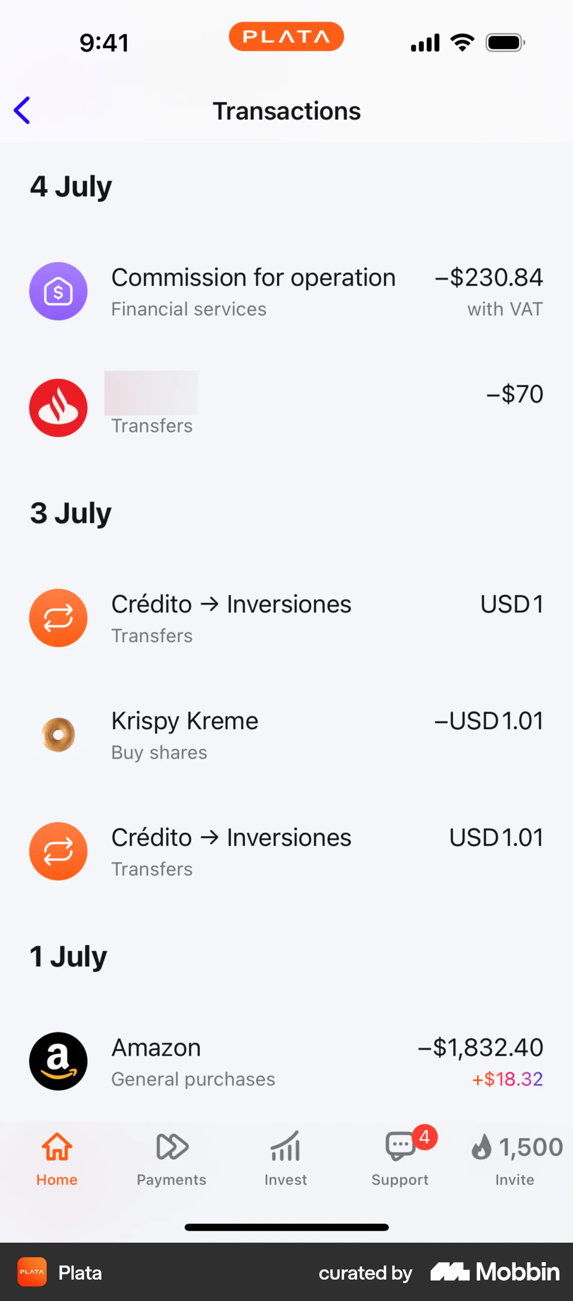 Plata Card iOS Date & Time screen