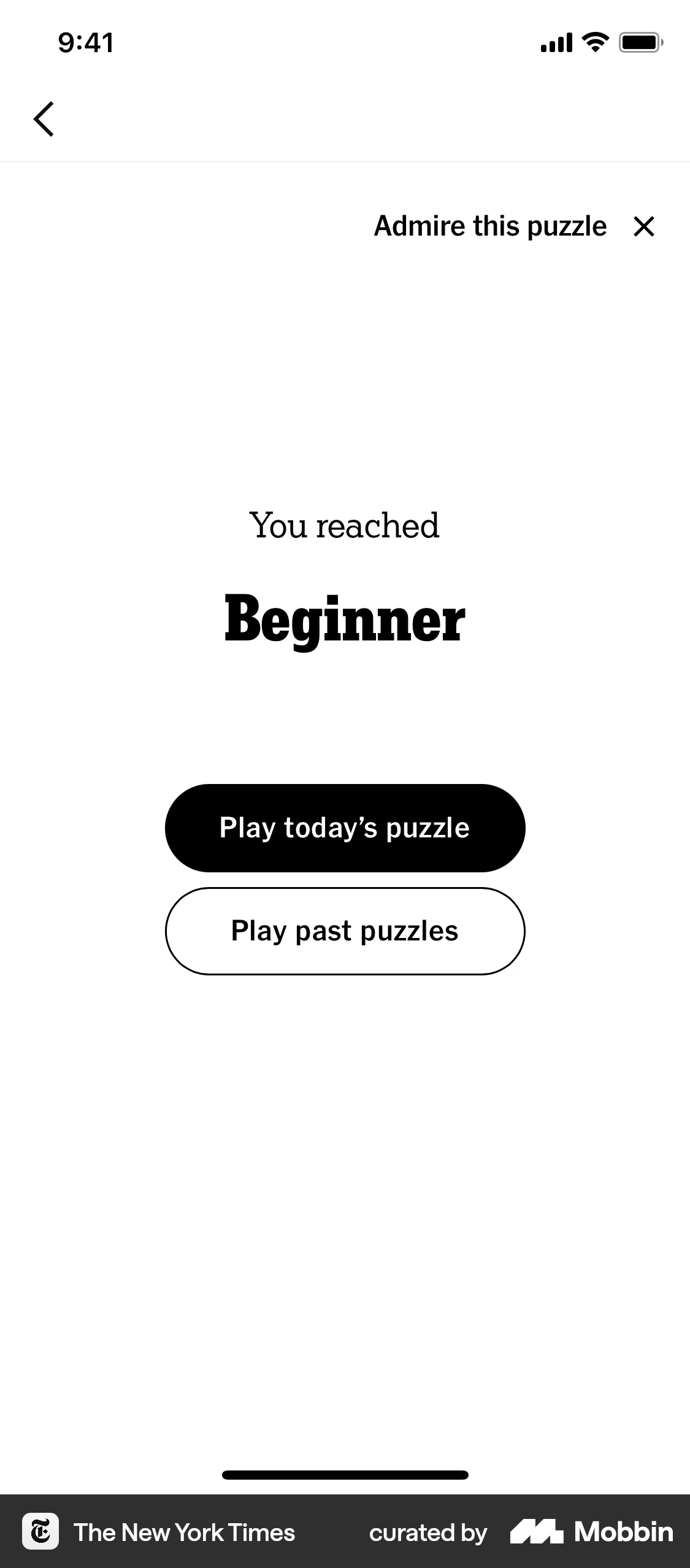 The New York Times iOS Achievements & Awards screen