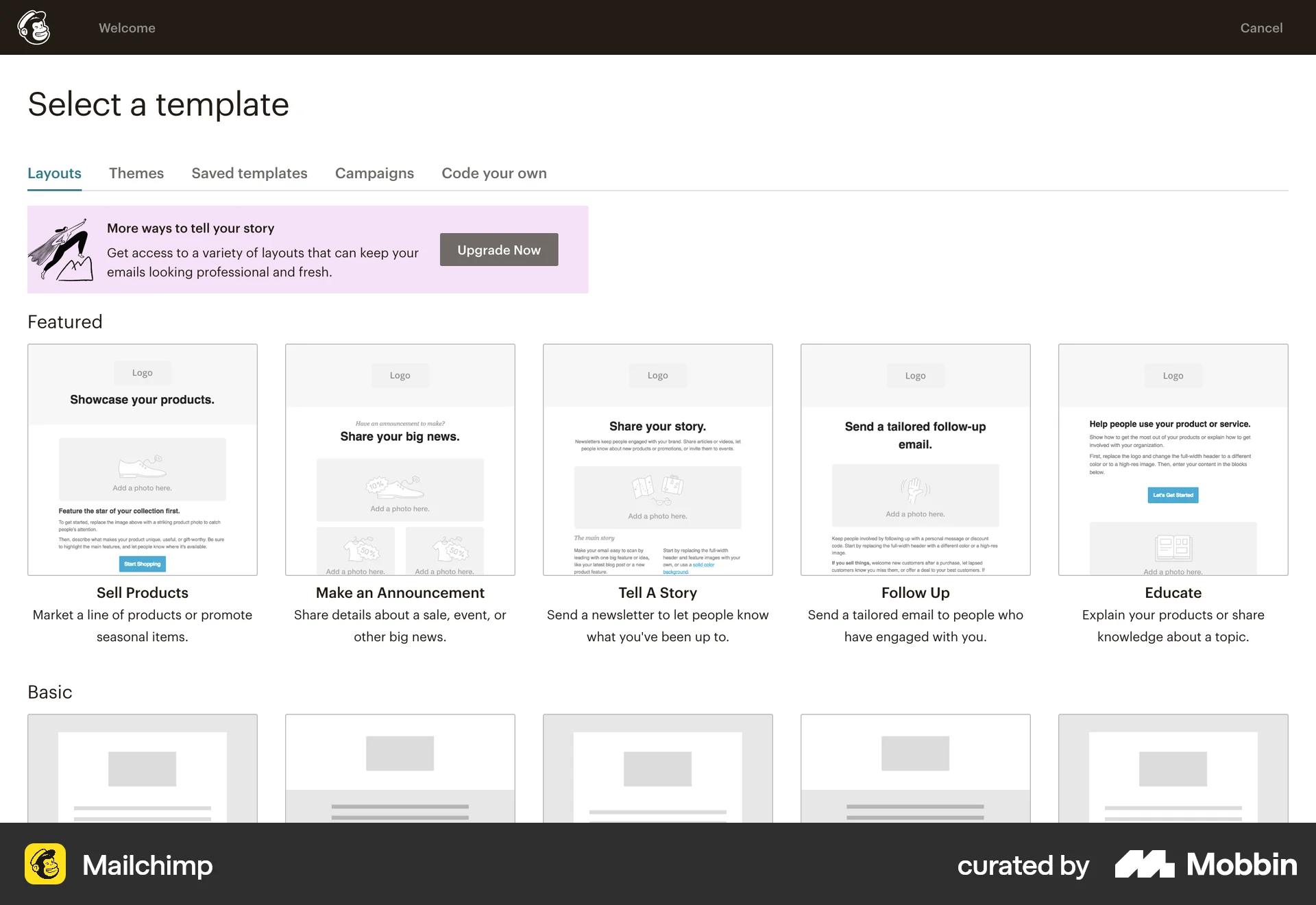 Mailchimp Web Internal Tool screen