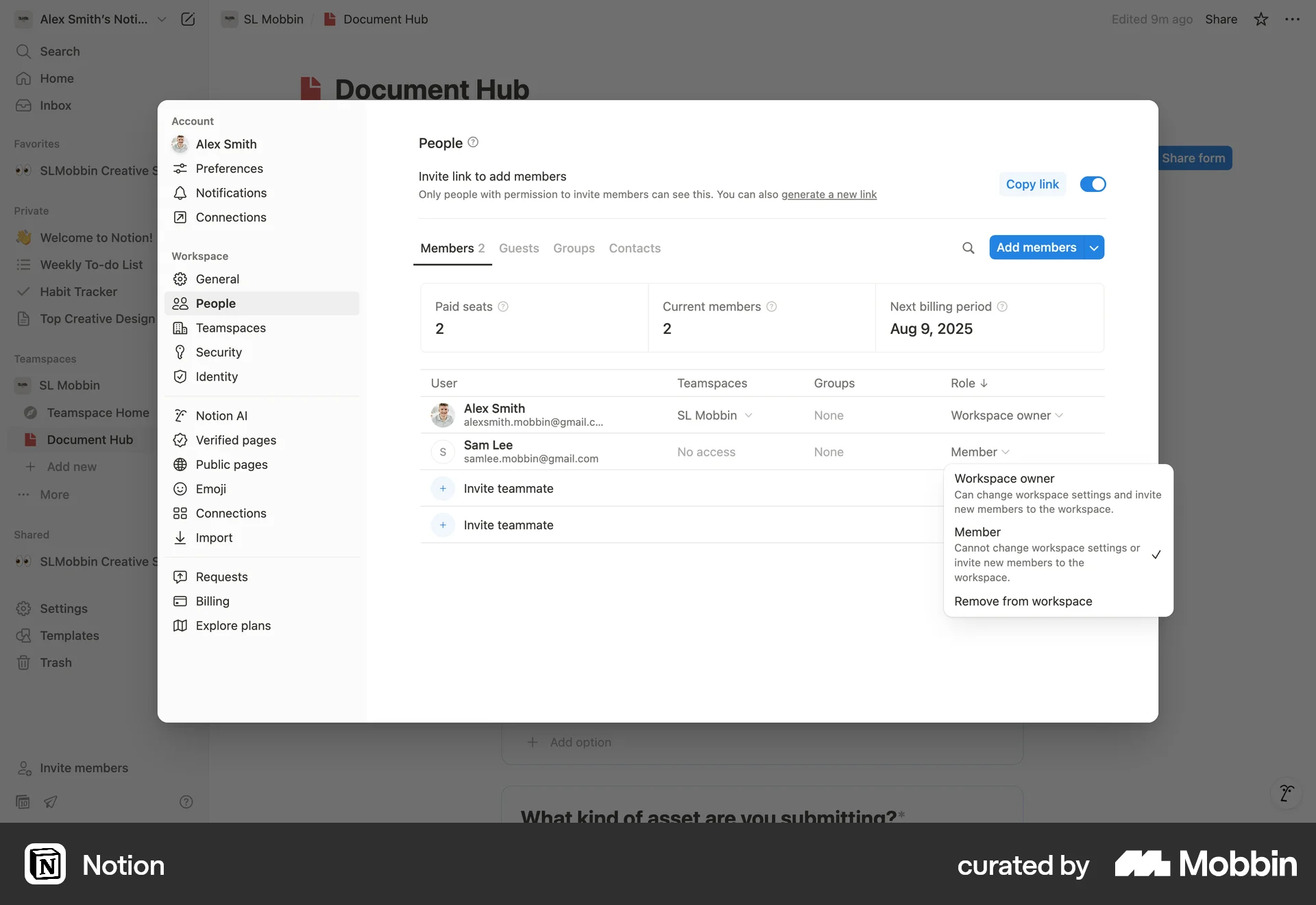 Notion Web Set screen