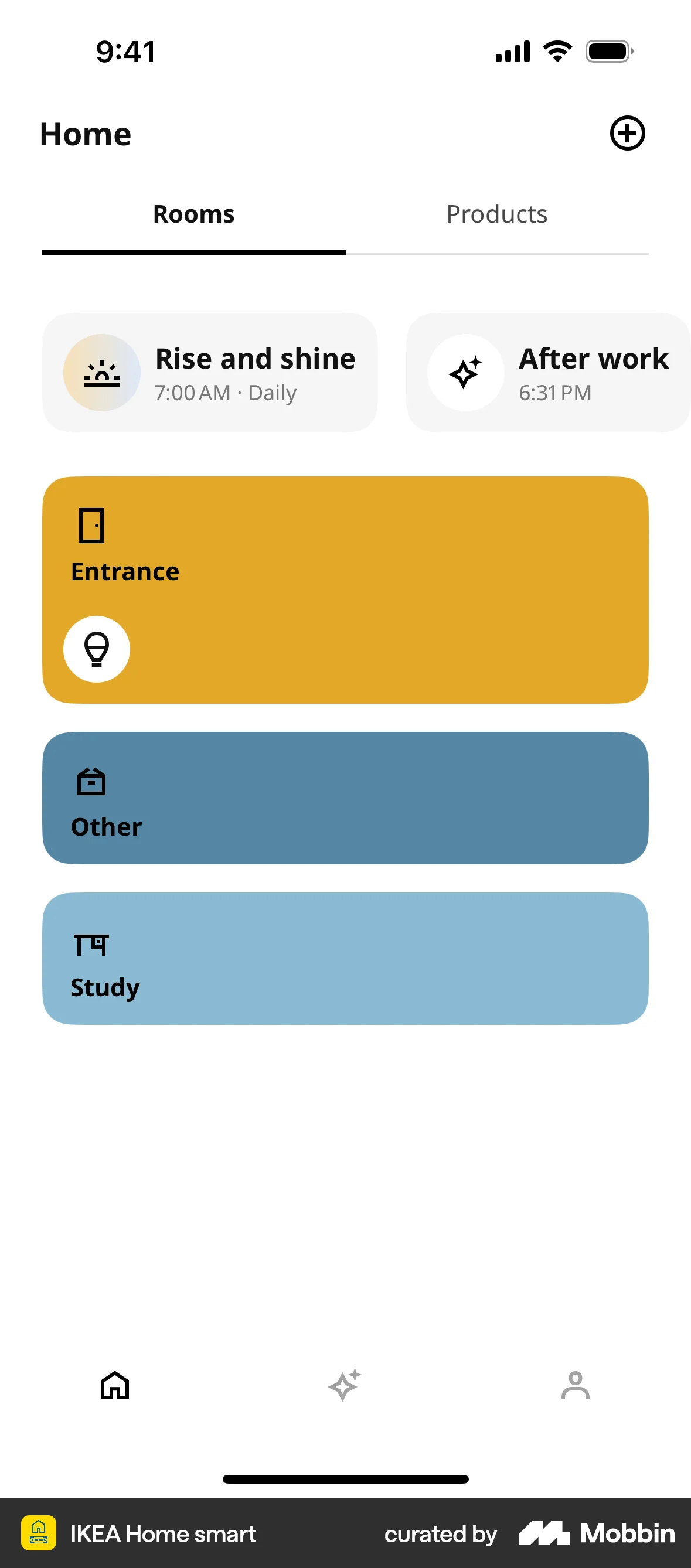 IKEA Home smart iOS screen containing Tab UI element
