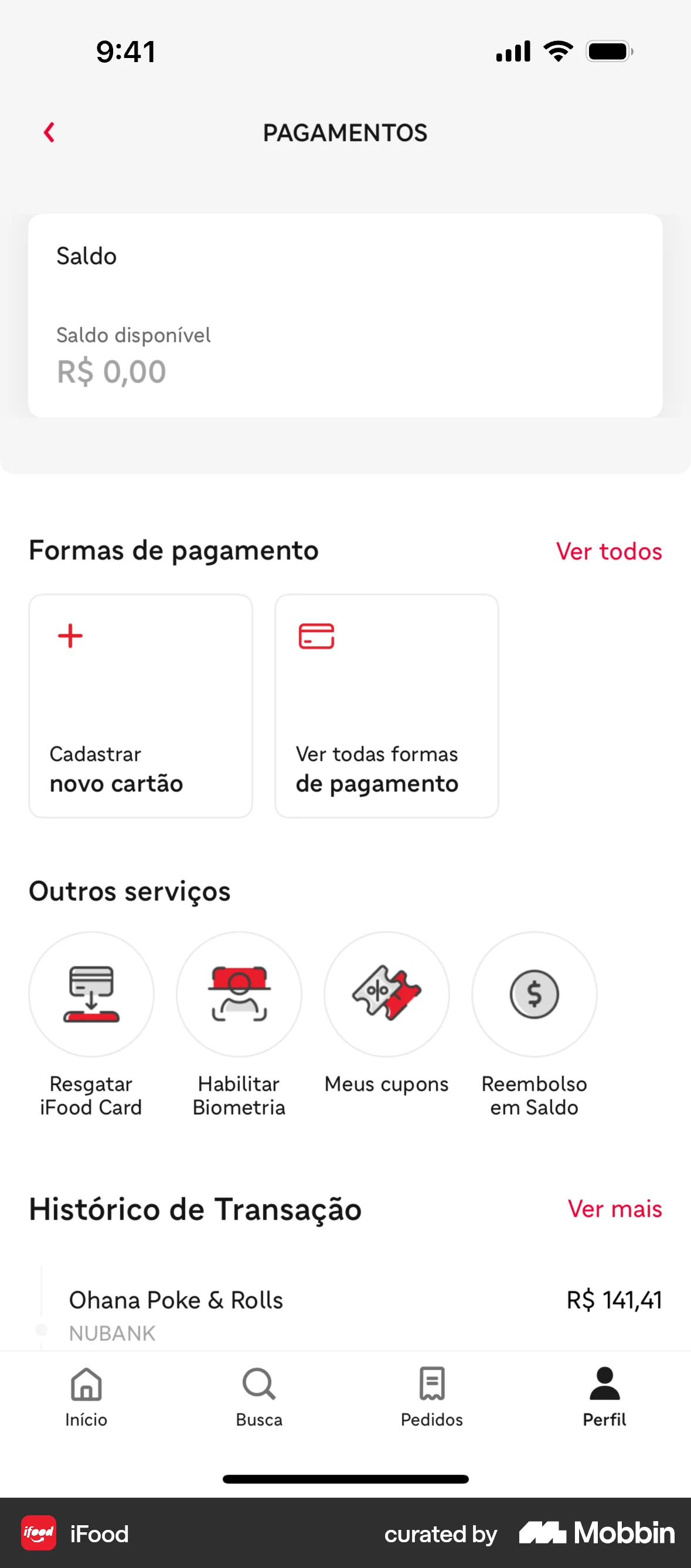 iFood iOS screen containing Icon UI element