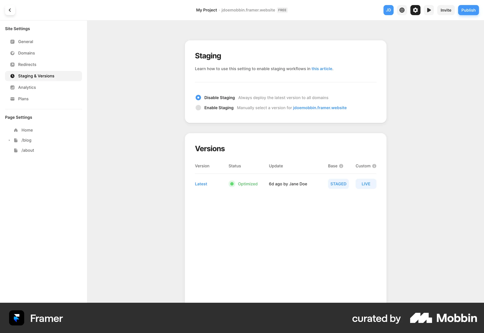 Framer Web screen containing Status Dot UI element