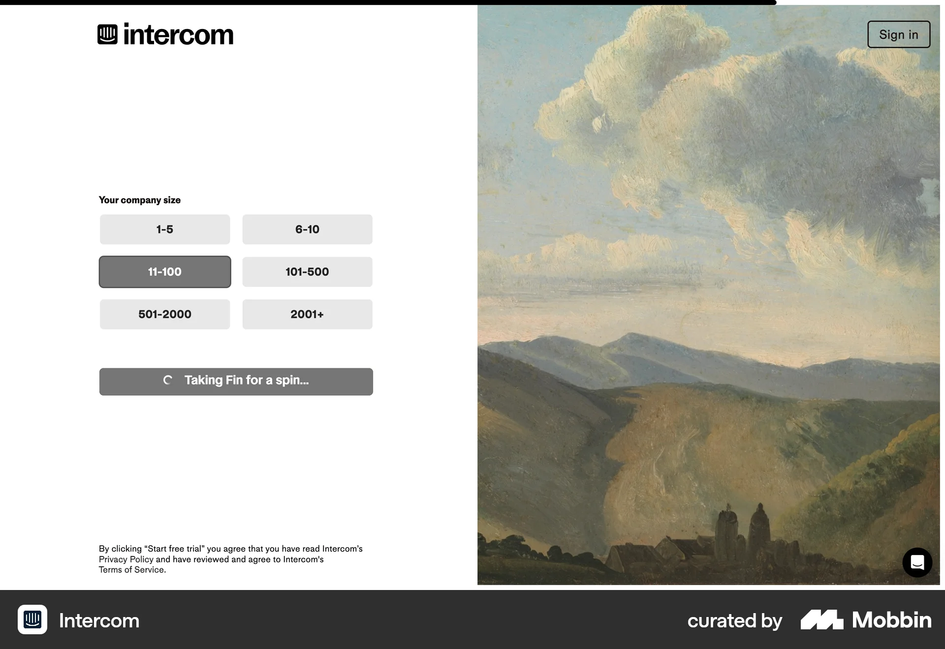 Intercom Web Loading screen