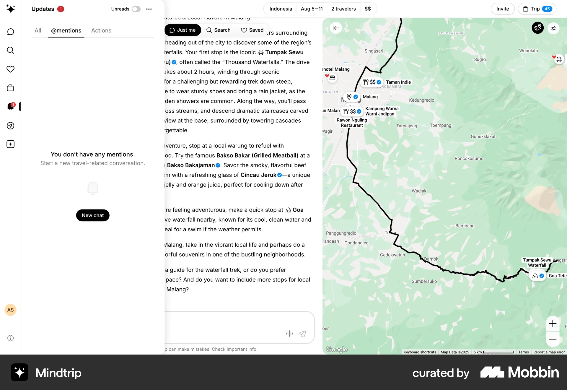 Mindtrip Web Empty State screen