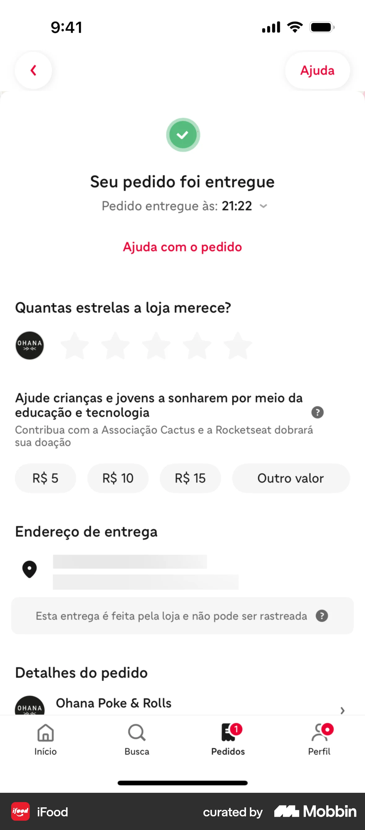 iFood iOS Order Confirmation screen