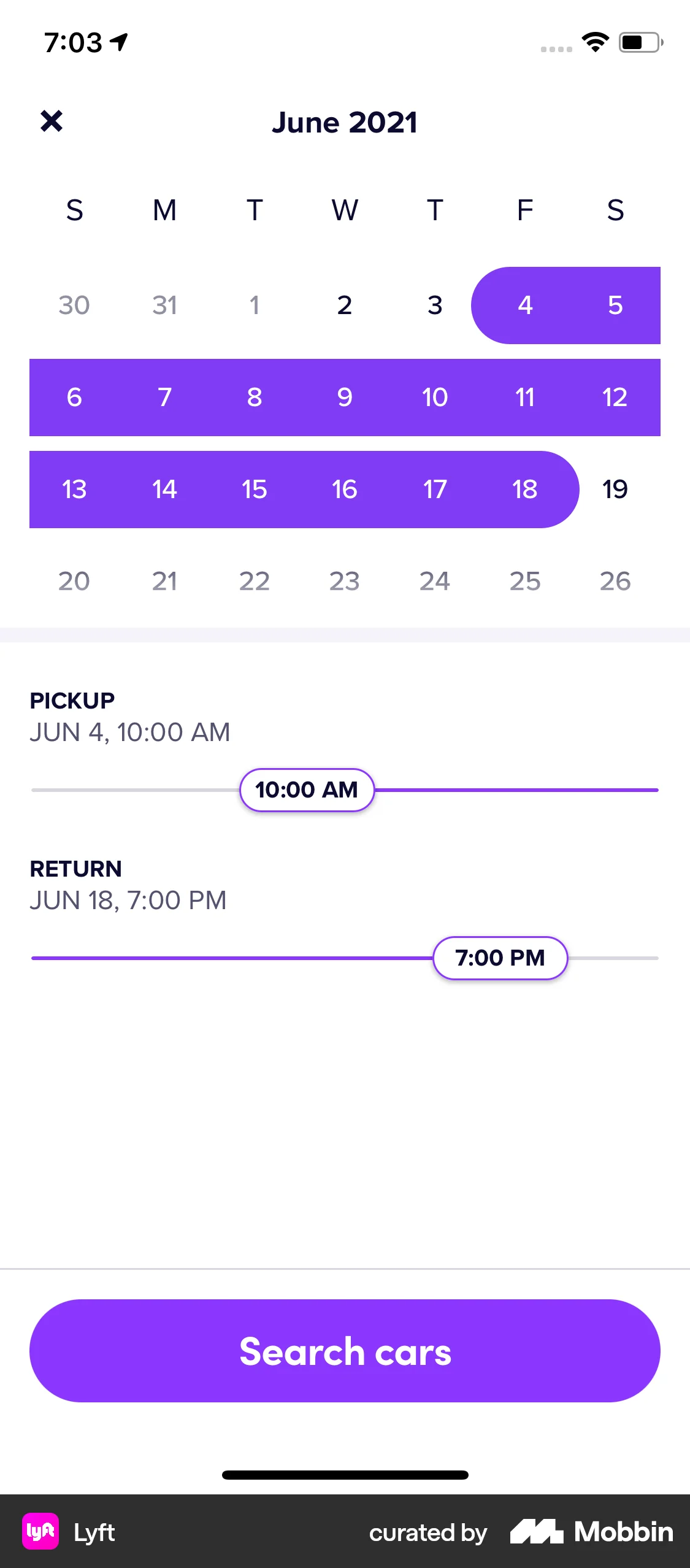 Lyft iOS screen containing Full-Screen Overlay UI element