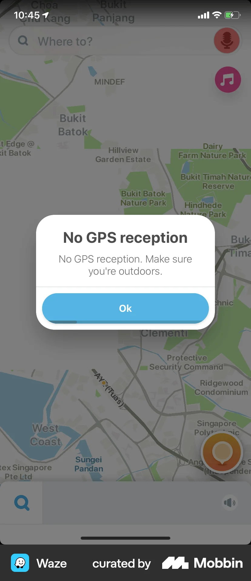 Waze iOS Error screen