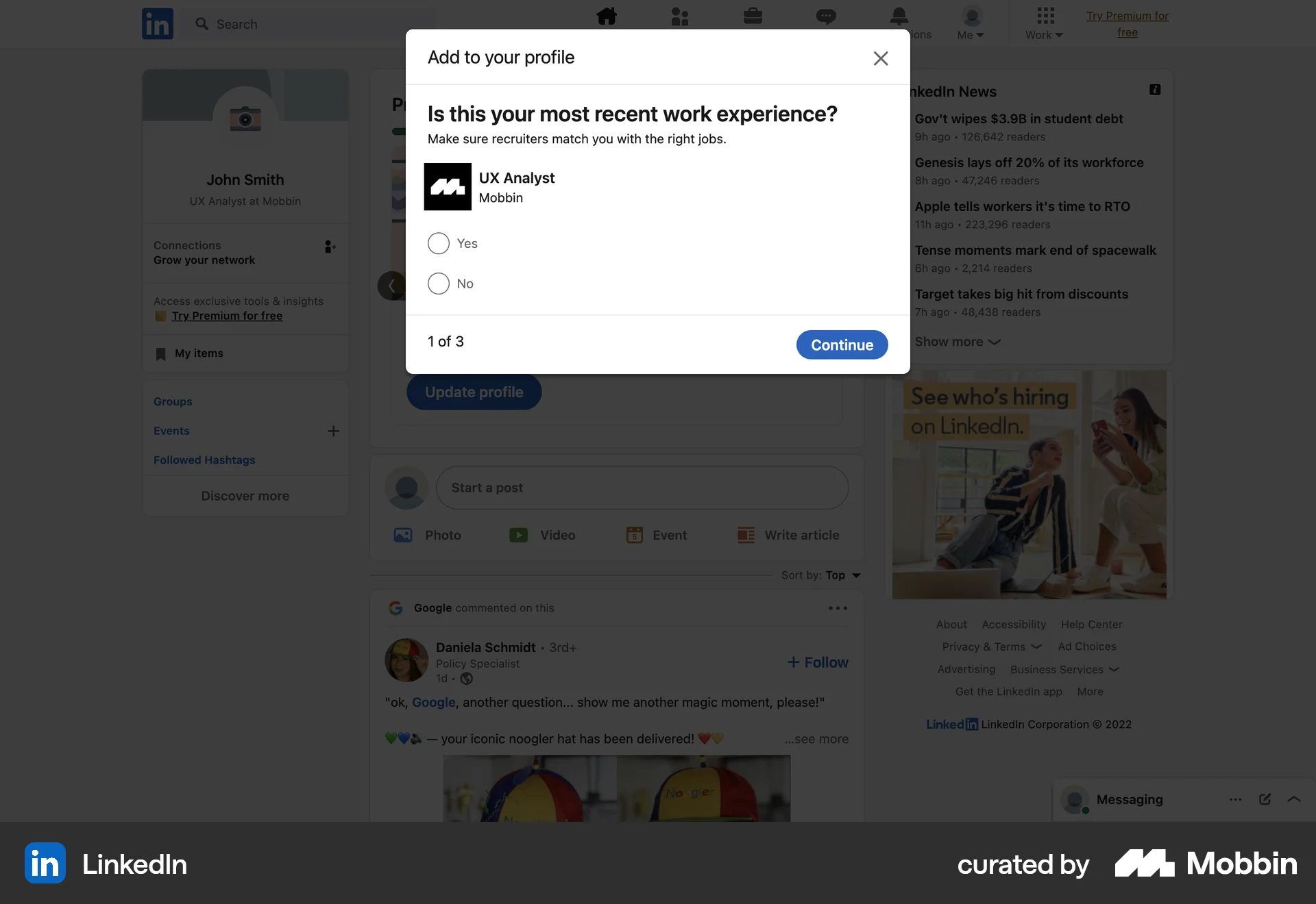 LinkedIn Web Jobs & Recruitment App screen