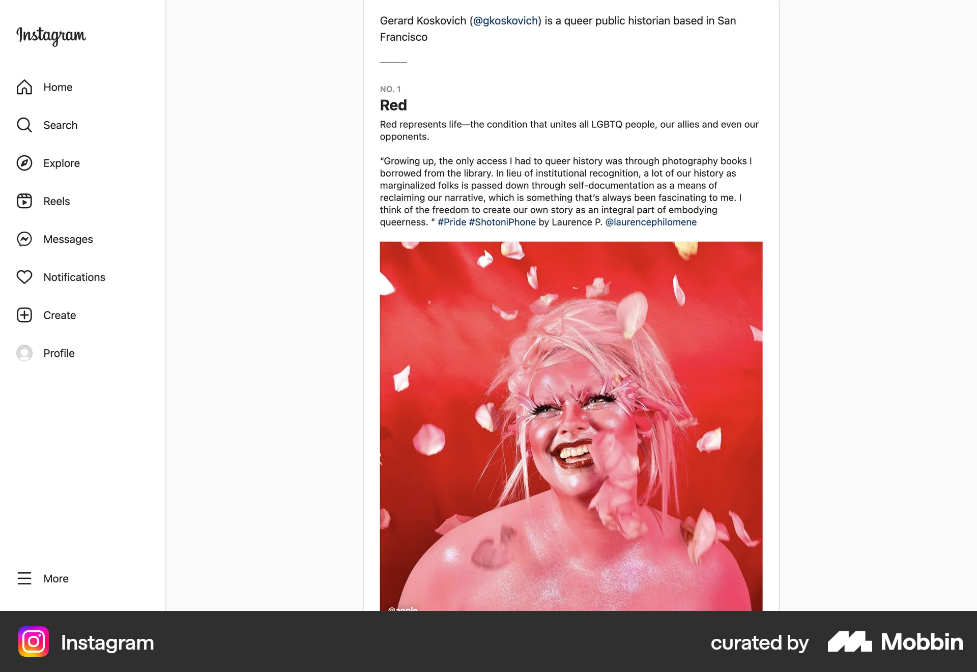Instagram Web Misc screen