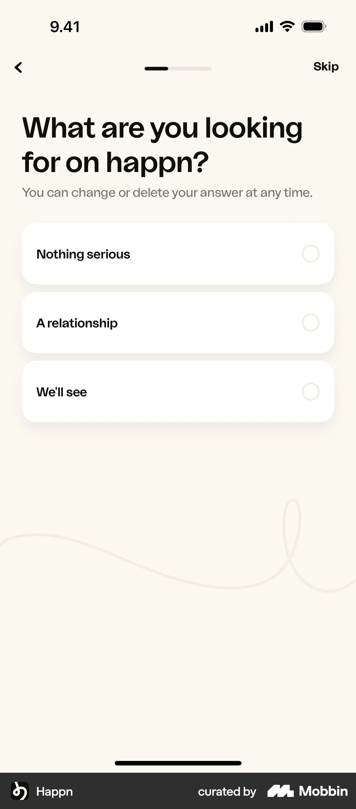happn iOS Quiz screen