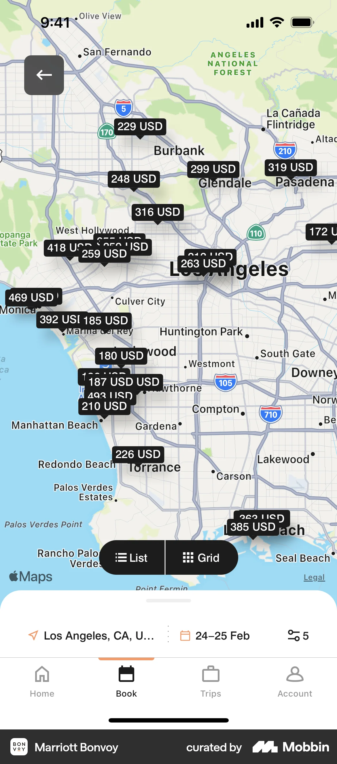 Marriott Bonvoy iOS screen containing Map Pin UI element