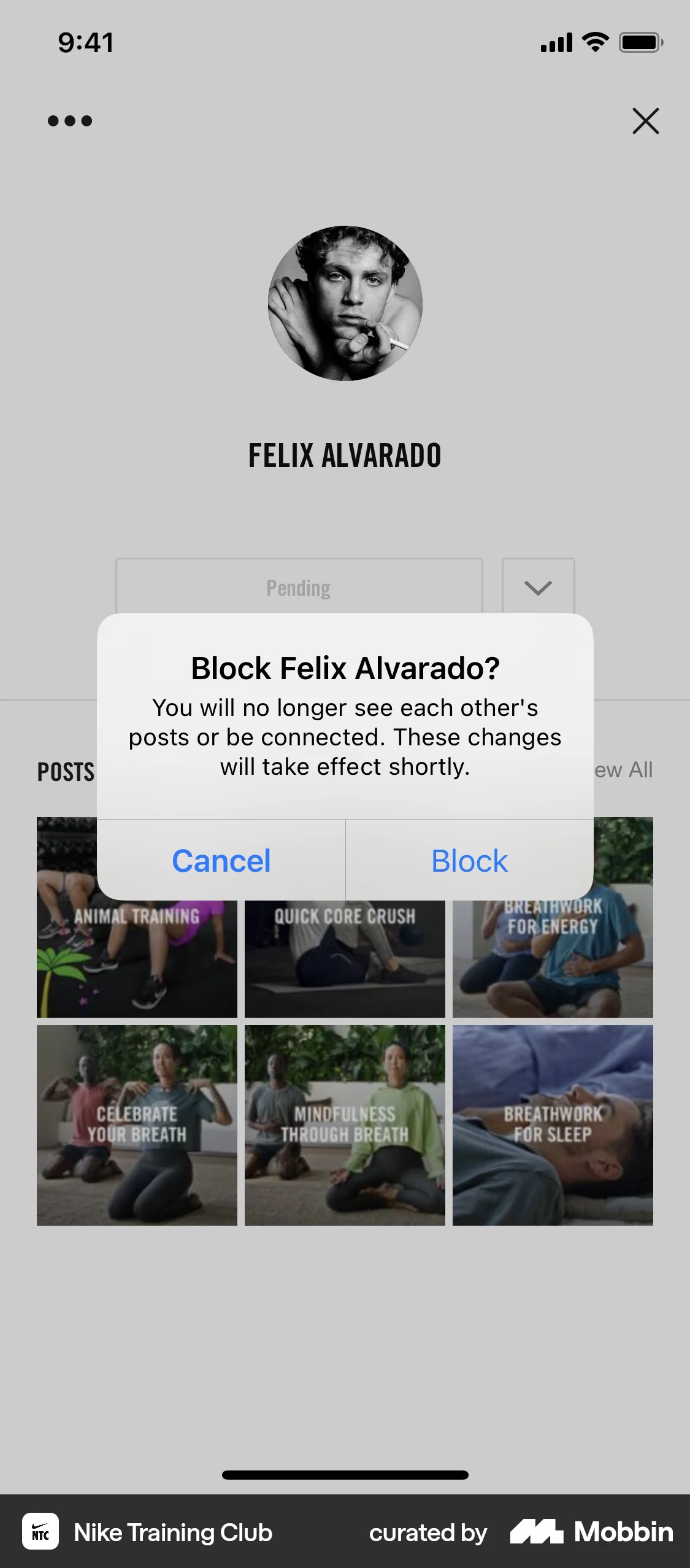 Nike Training Club iOS Ban & Block screen