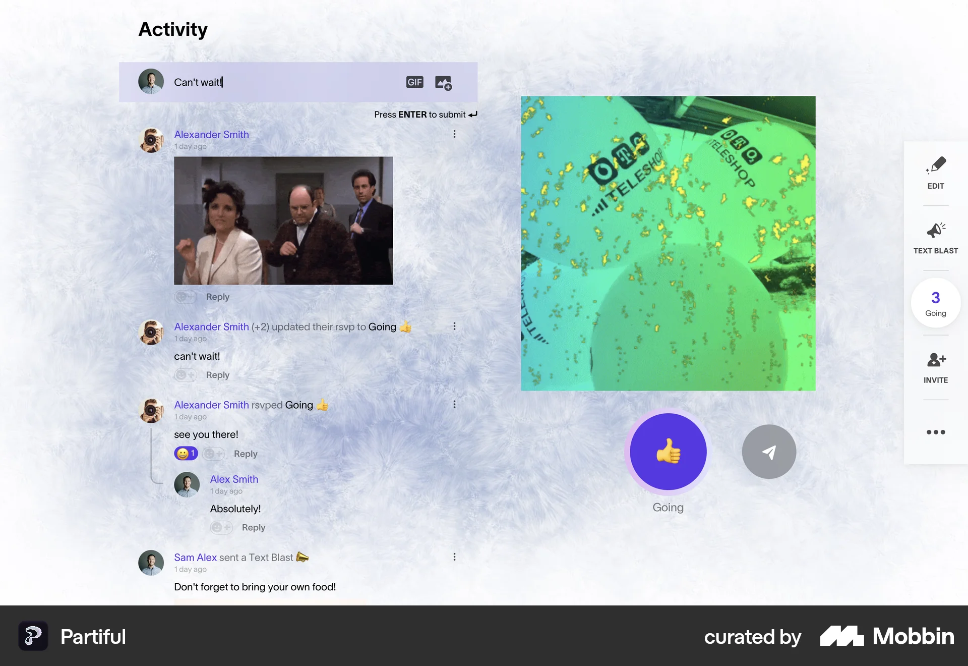 Partiful Web Lifestyle App screen