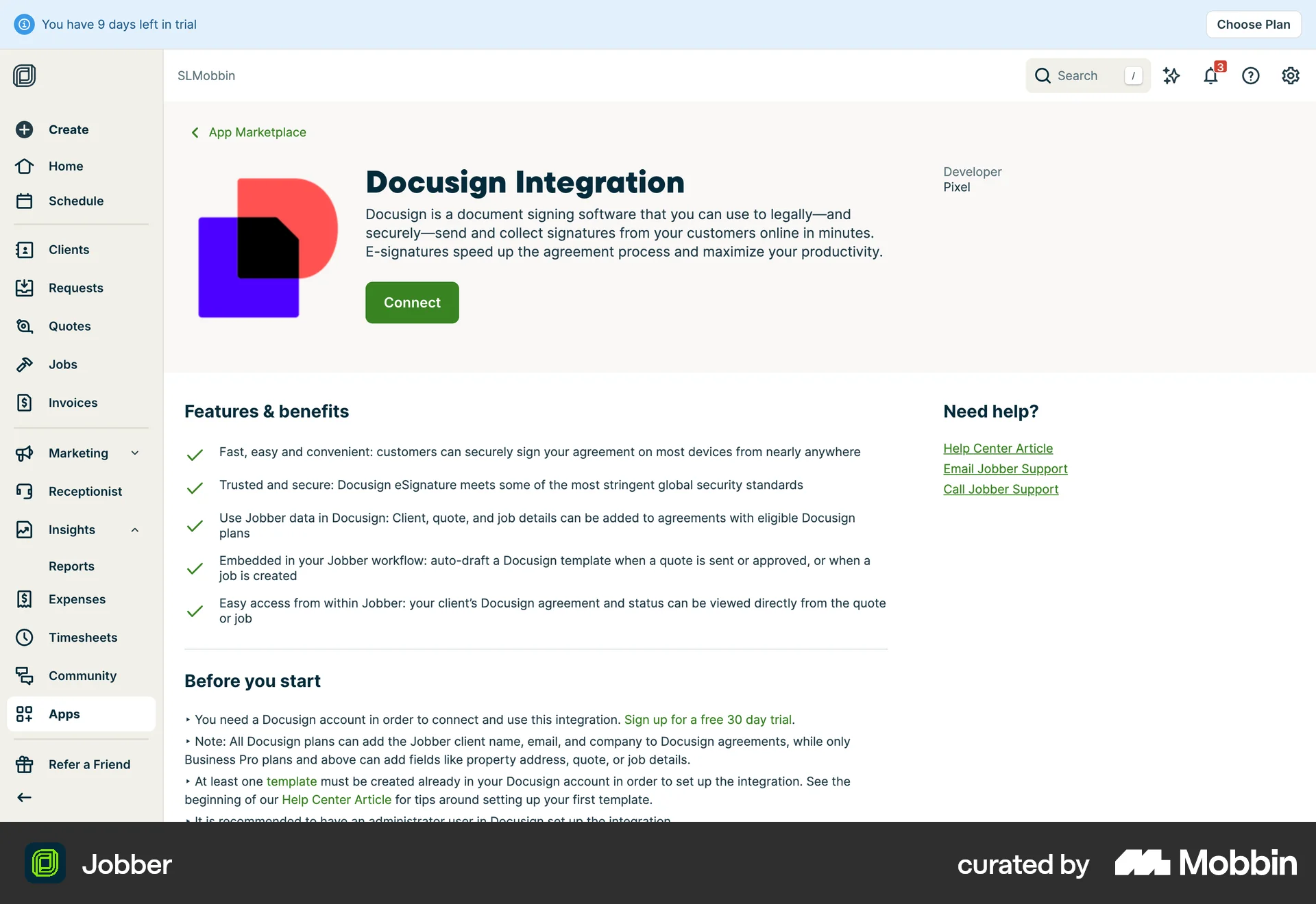 Jobber Web Other Content screen