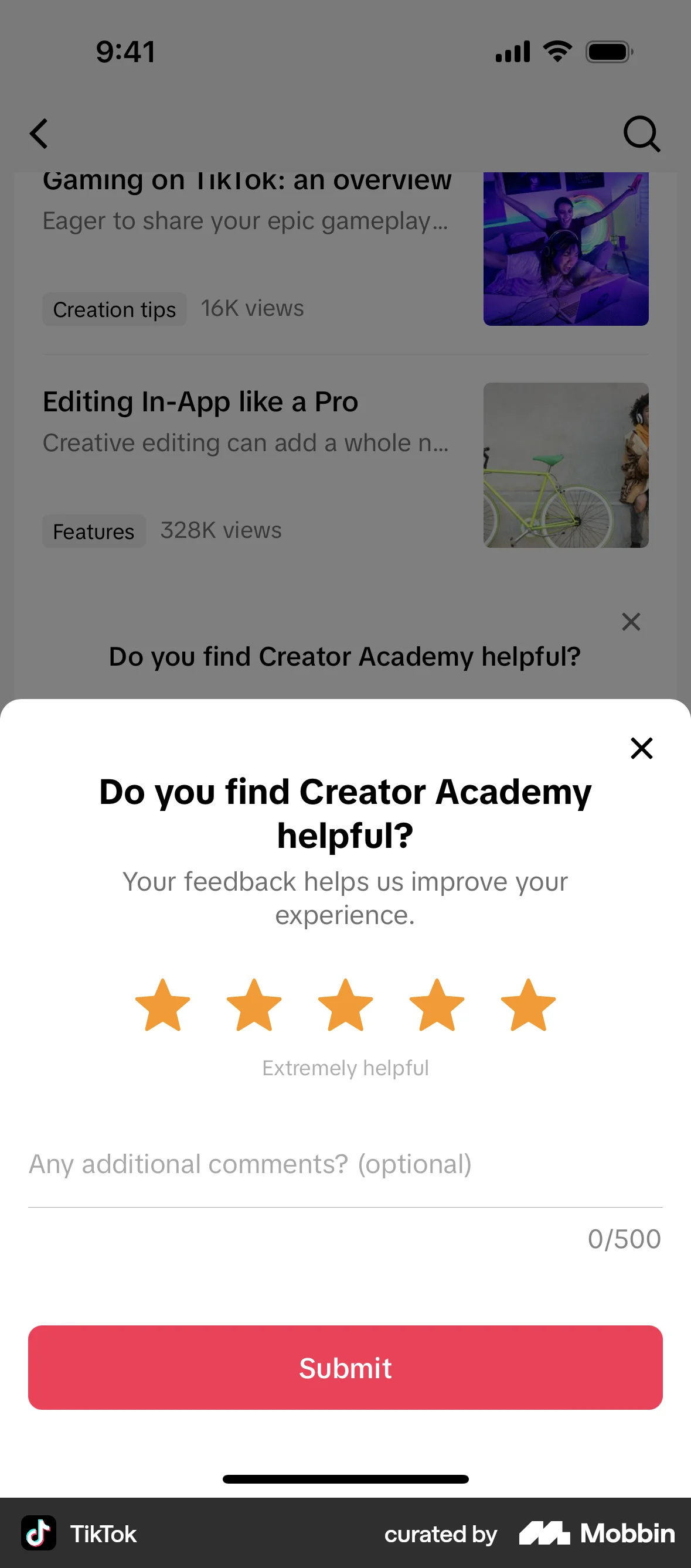 TikTok iOS Reviews & Ratings screen
