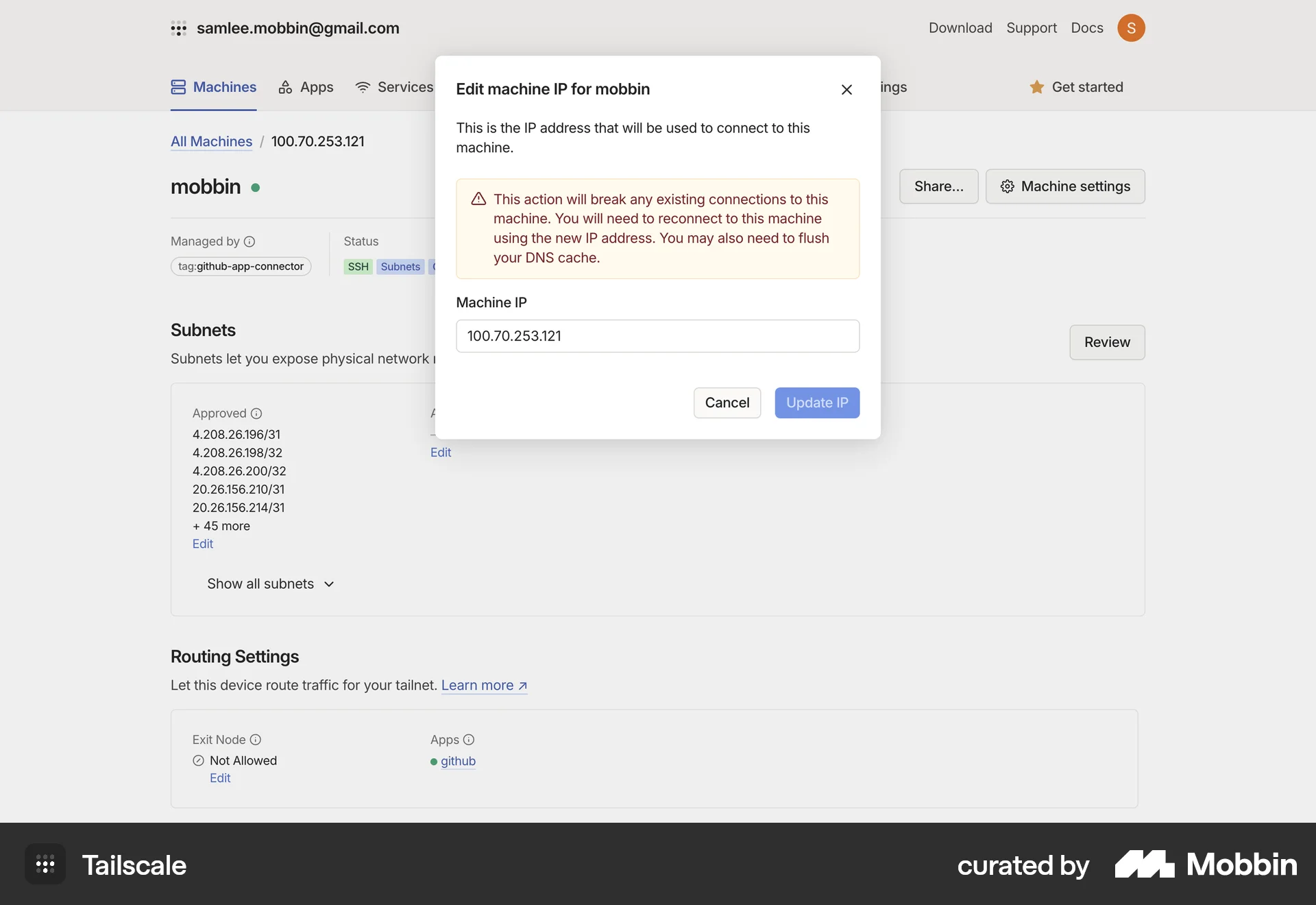 Tailscale Web Utilities App screen