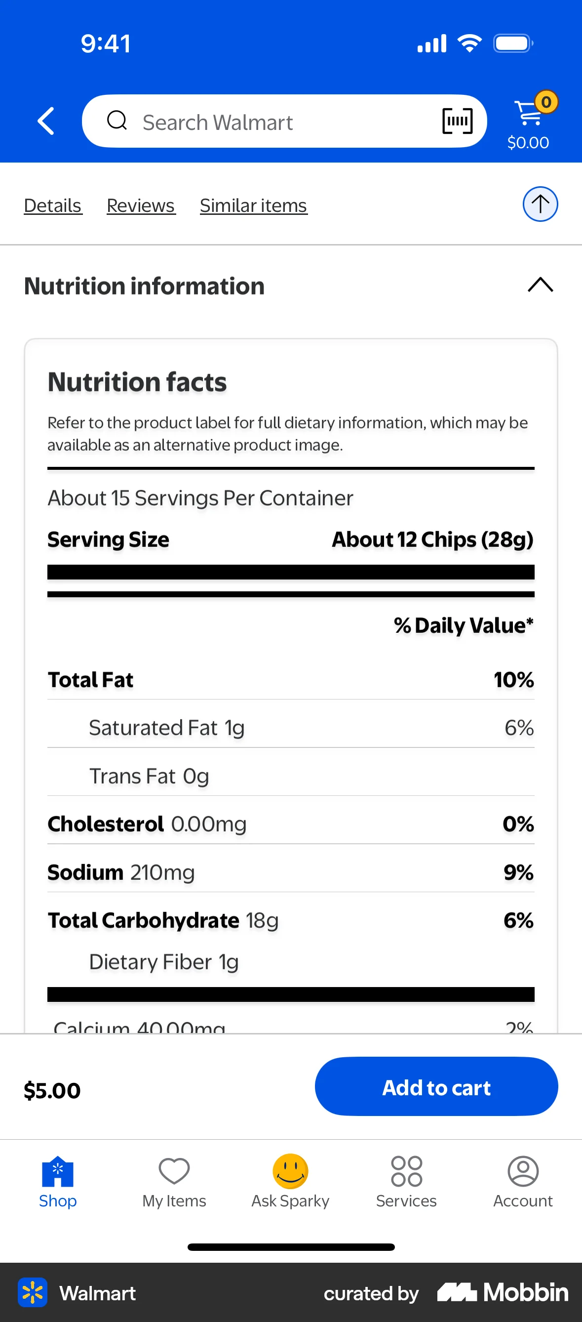 Walmart iOS Product Detail screen
