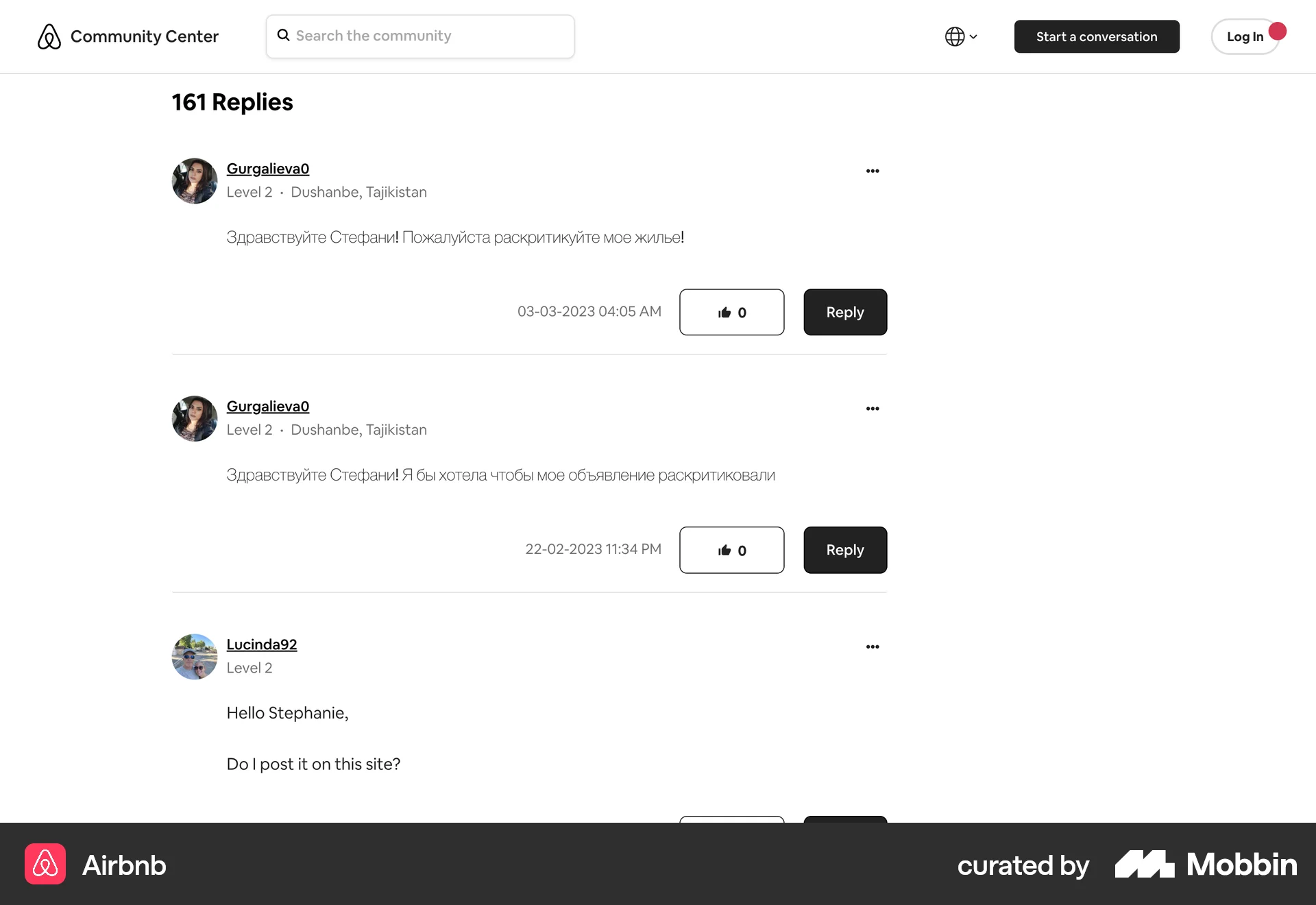 Airbnb Web Post Detail screen