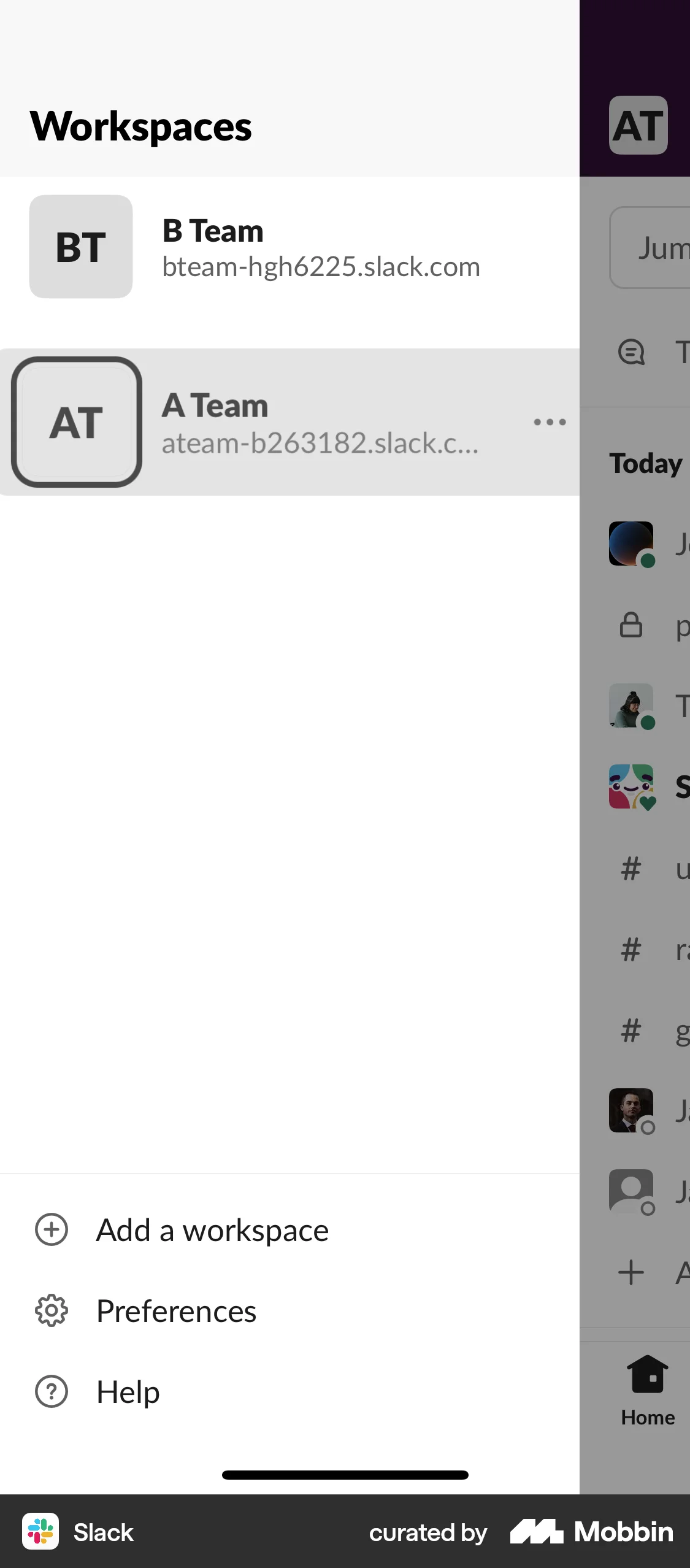 Slack iOS Reorder screen