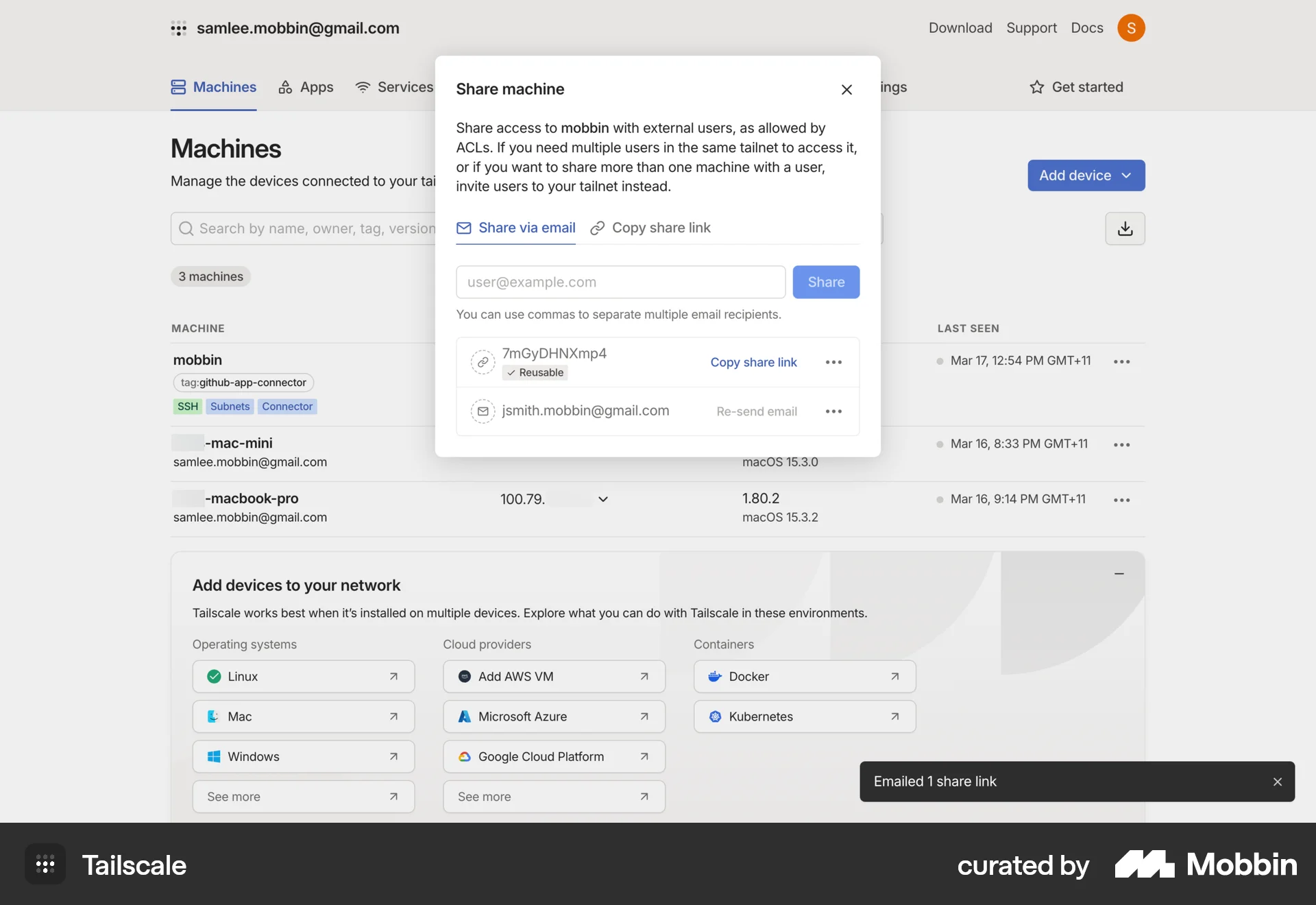 Tailscale Web Utilities App screen