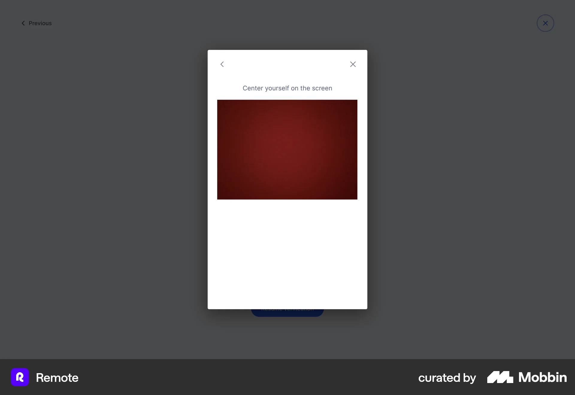 Remote Web screen containing Modal UI UI element